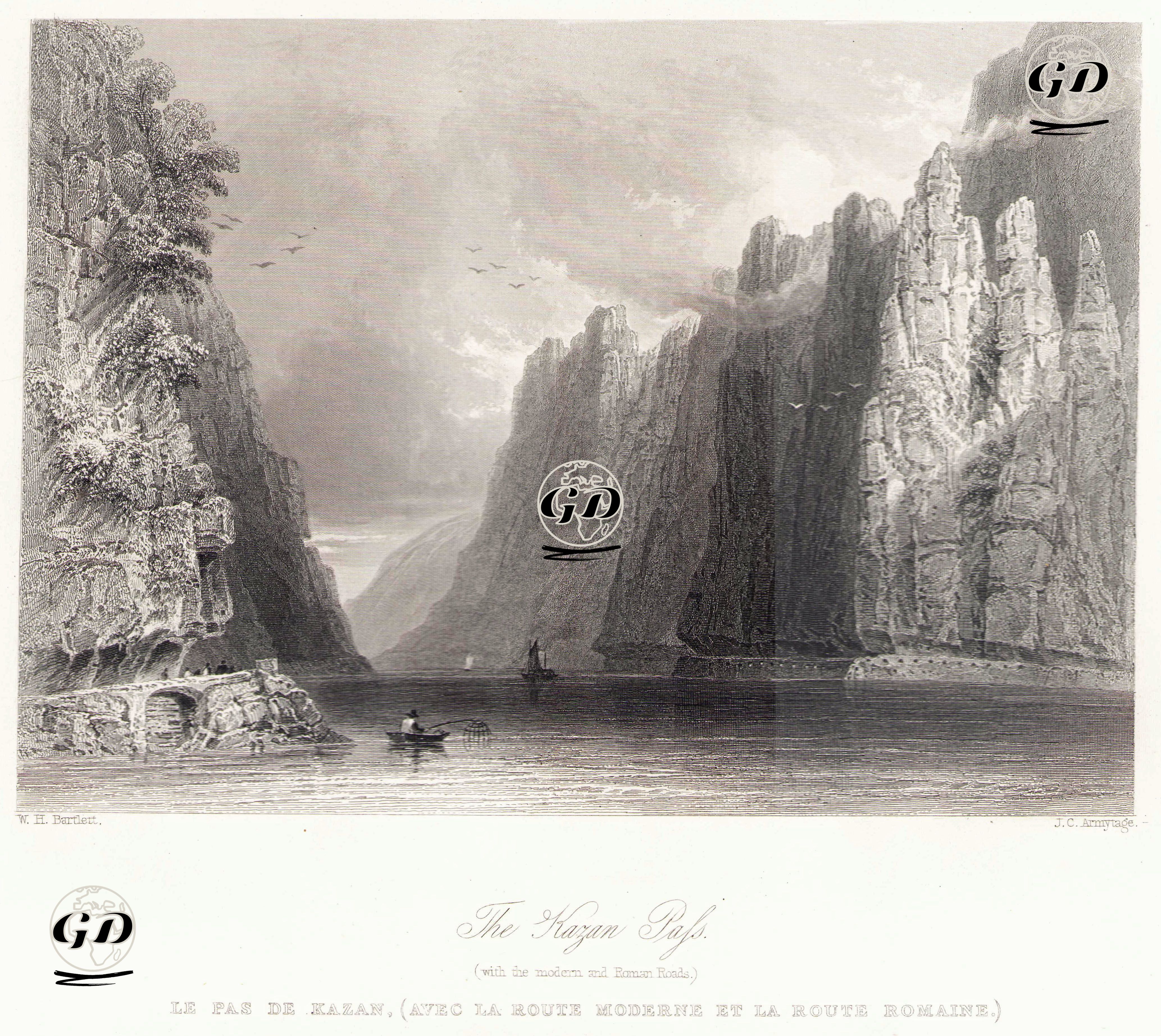 The Kazan Pass (With The Modern And Roman Roads)-Le Pas De Kazan Avec La Route Moderne Et La Route Romaine - William Henry Bartlett (1809-1854) - 1854