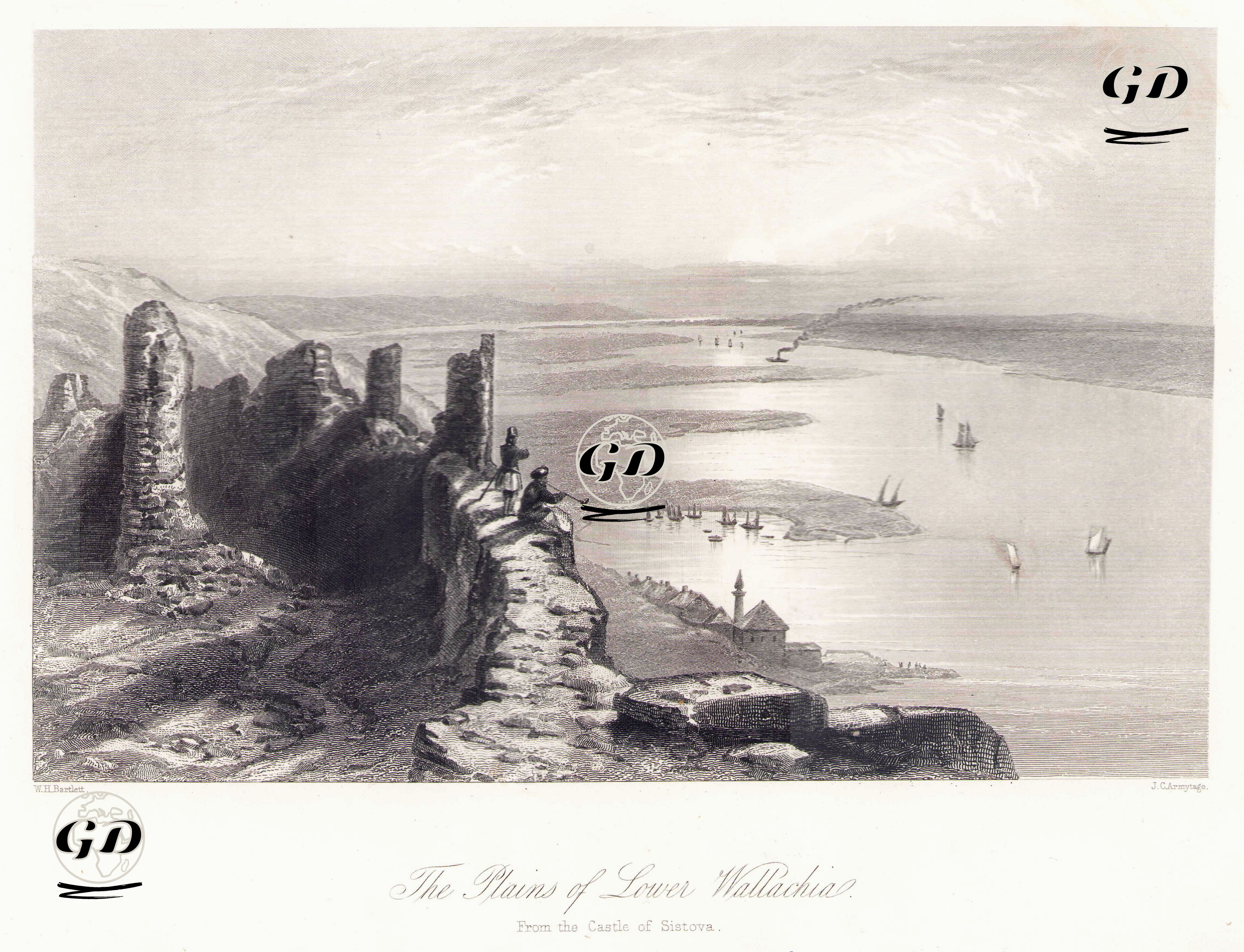 Ziştovi Kalesinden Aşağı Wallachian Ovası - William Henry Bartlett (1809-1854) - 1854