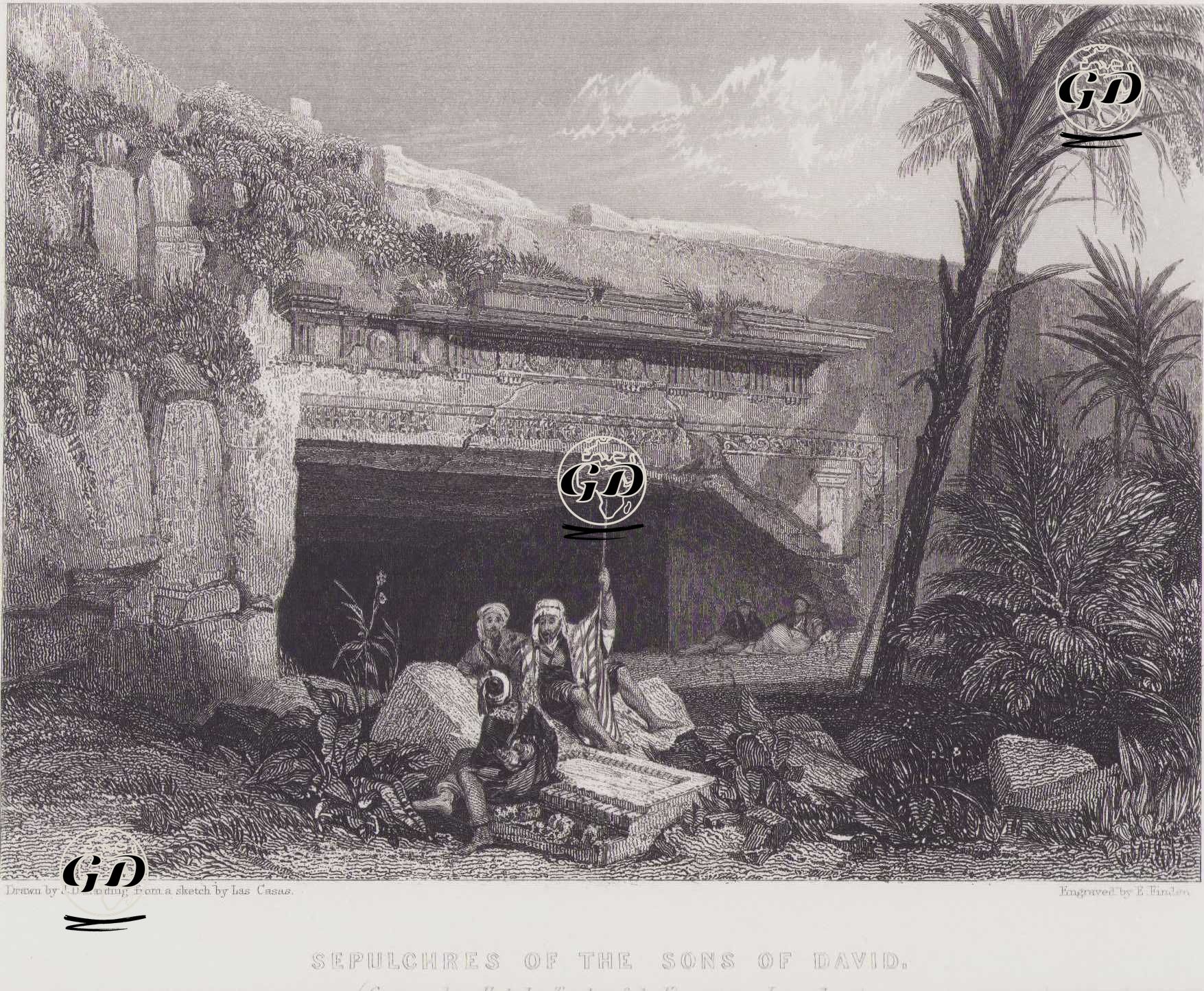 Sepulchres Of The Sons Of David, Commonly Called The Tombs Of The Kings, Near Jerusalem  - James Duffield Harding (1798-1863) - 1840's