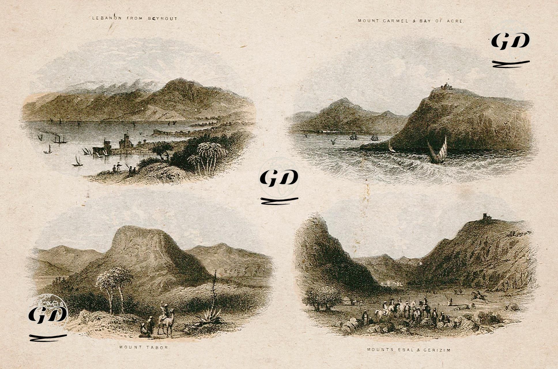 Lebanon From Beyrout-Mount Carmel & Bay Of Acre-Mount Tabor-Mounts Ebal & Gerizim -  - 1830's-1850's