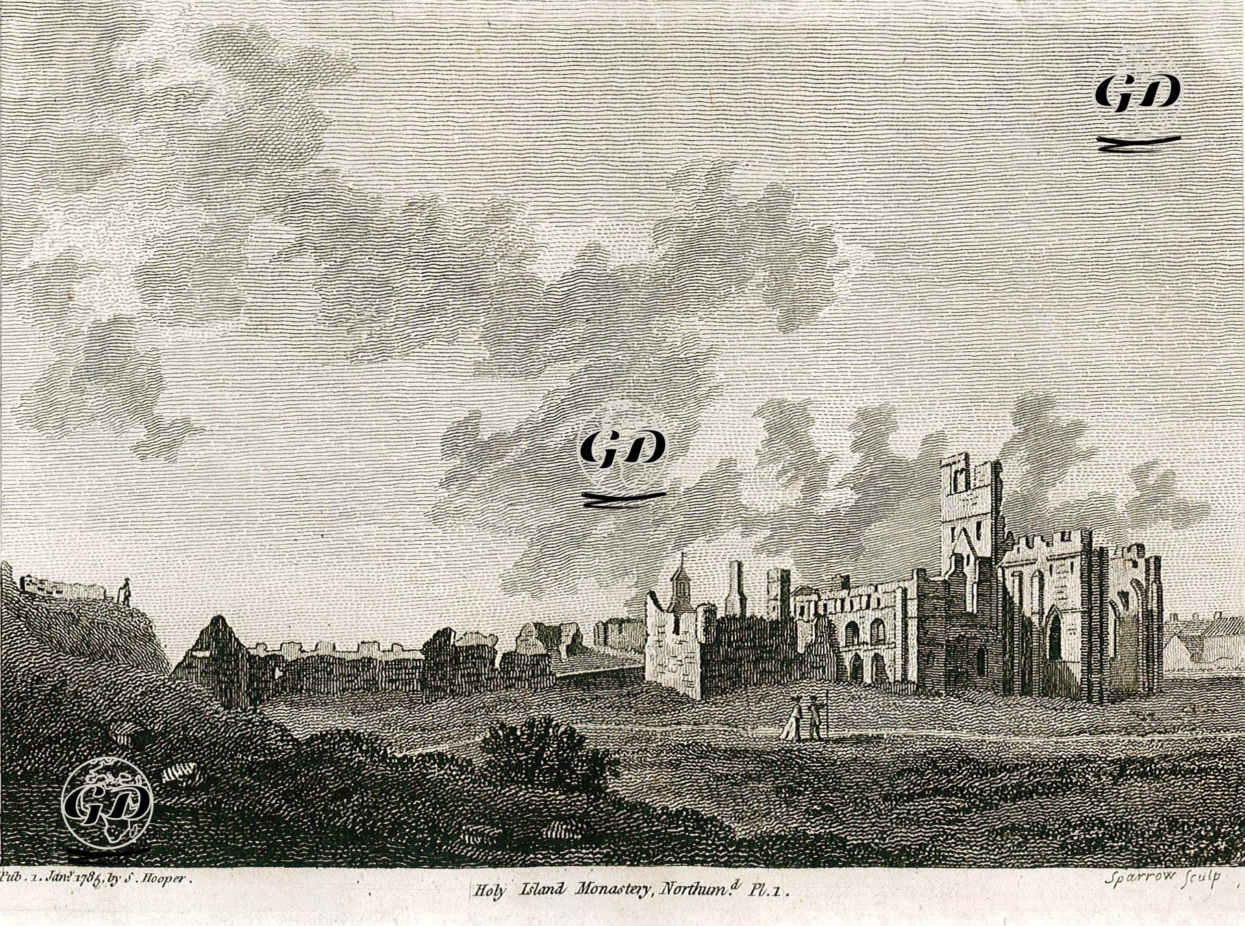 Lindesfarne Adası (Kutsal Ada) Manastırı, Northumberland, Pl.1 -  - 1785