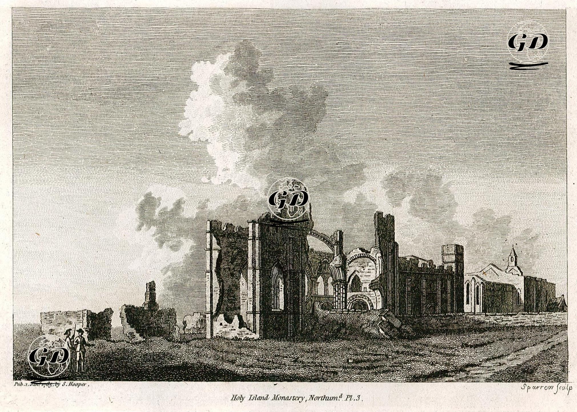 Lindesfarne Adası (Kutsal Ada) Manastırı, Northumberland, Pl.3 -  - 1785