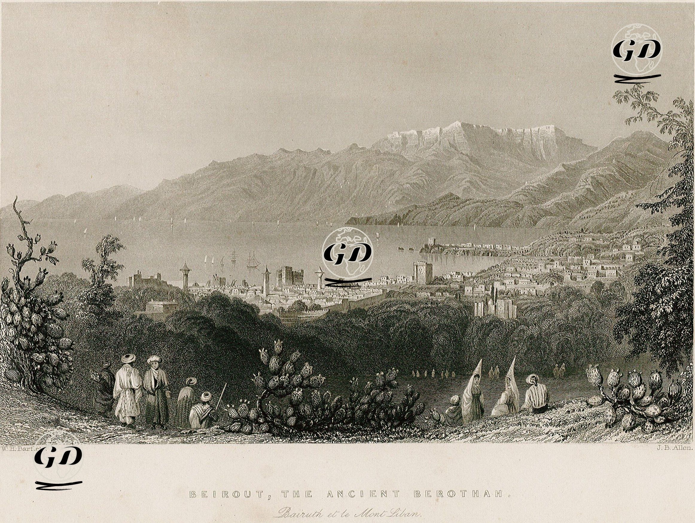 Beirout, The Ancient Berotham-Bairuth Et Le Mont Libon  - William Henry Bartlett (1809-1854) - 1844