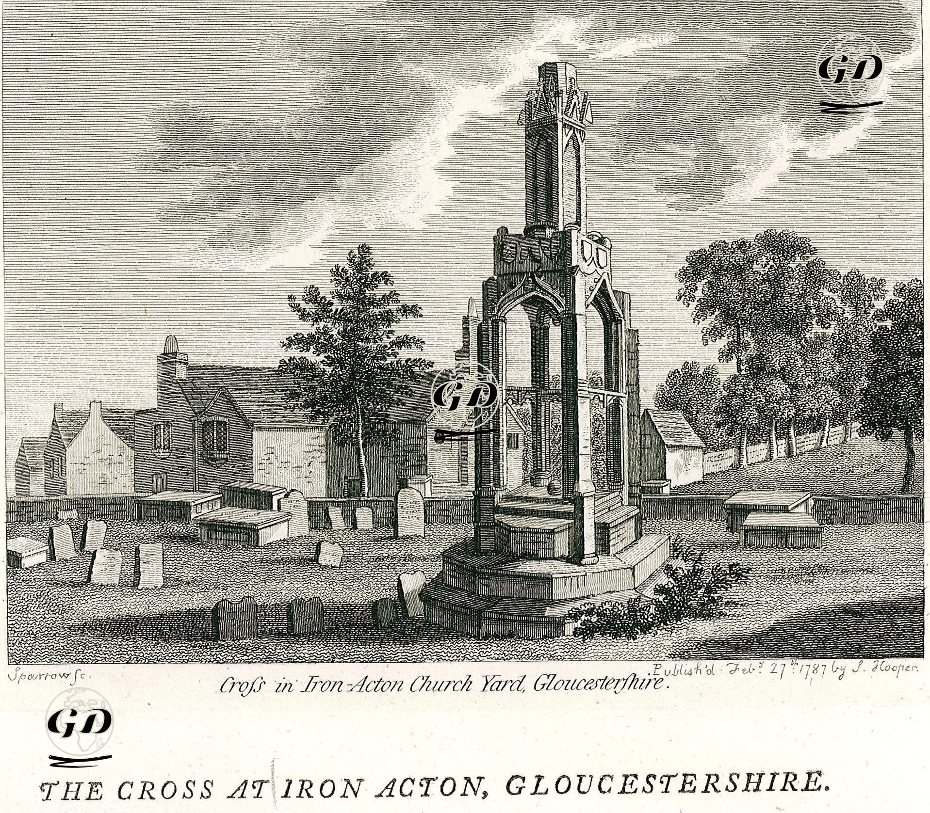 İron Acton Kilisesinin Avlusundaki Haç, Gloucestershire -  - 1785