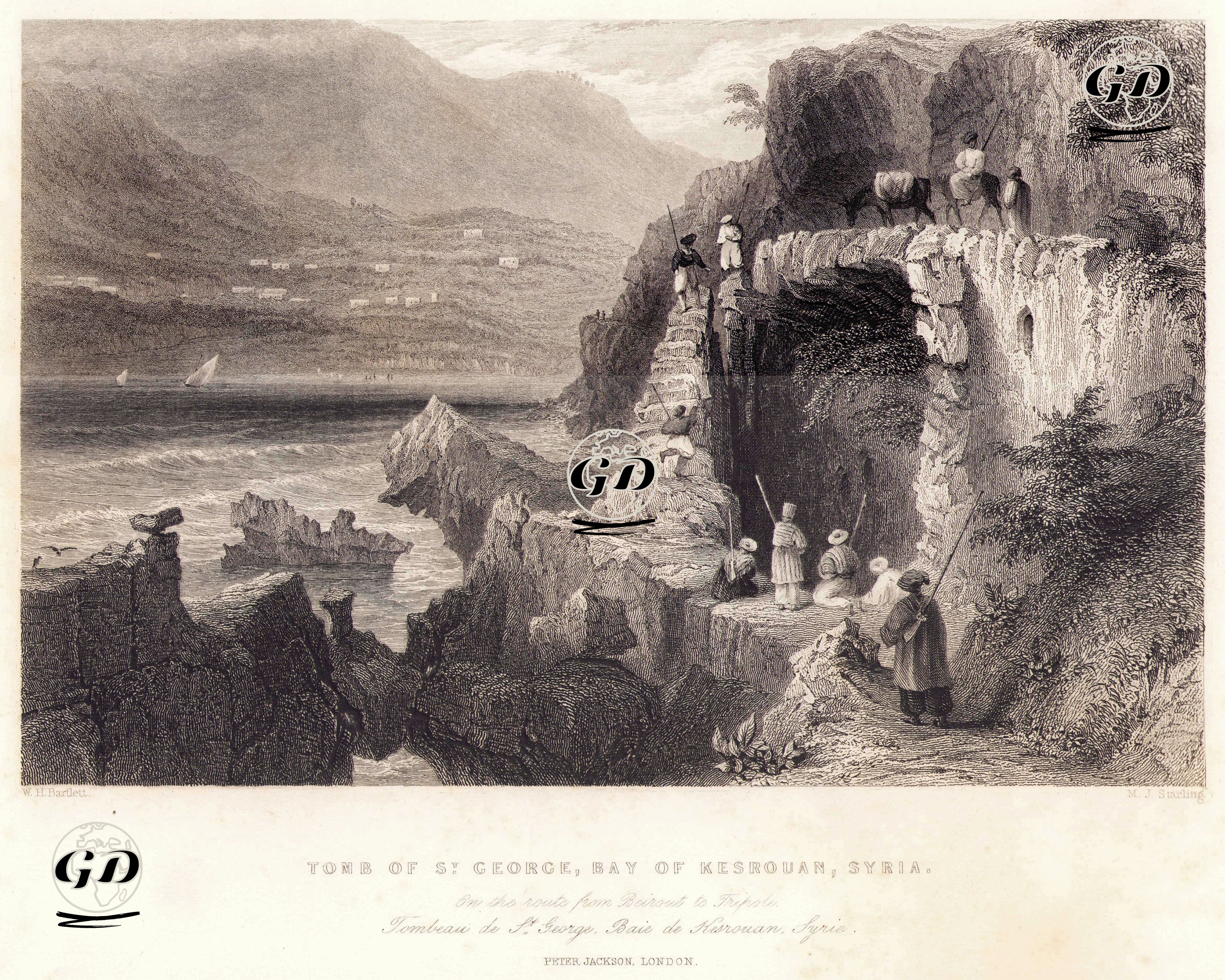 The Tomb Of St George, Bay Of Kesrouan, On The Route From Beirout To Tripoli-Tombeau De St.George Baie De Kesrouan, Syrie - William Henry Bartlett (1809-1854) - 1830's-1850's