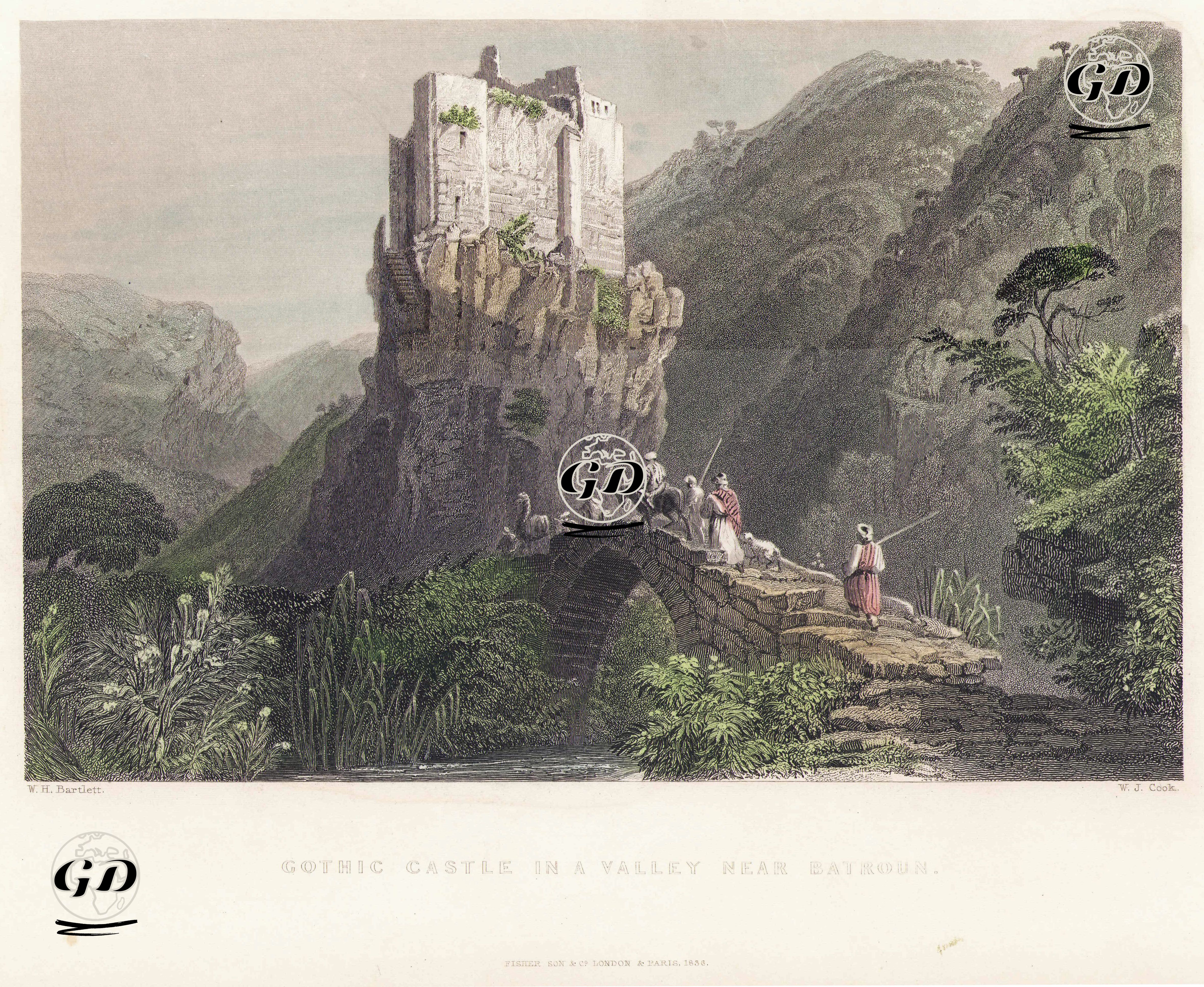 Batroun Yakınlarındaki Mseilha (Haçlı) Kalesi - William Henry Bartlett (1809-1854) - 1836