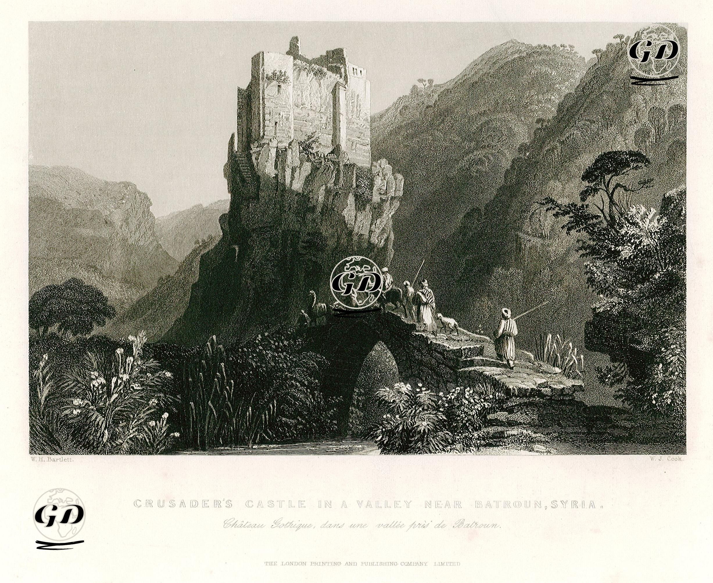 Batroun Yakınlarındaki Mseilha (Haçlı) Kalesi - William Henry Bartlett (1809-1854) - 1830's-1850's