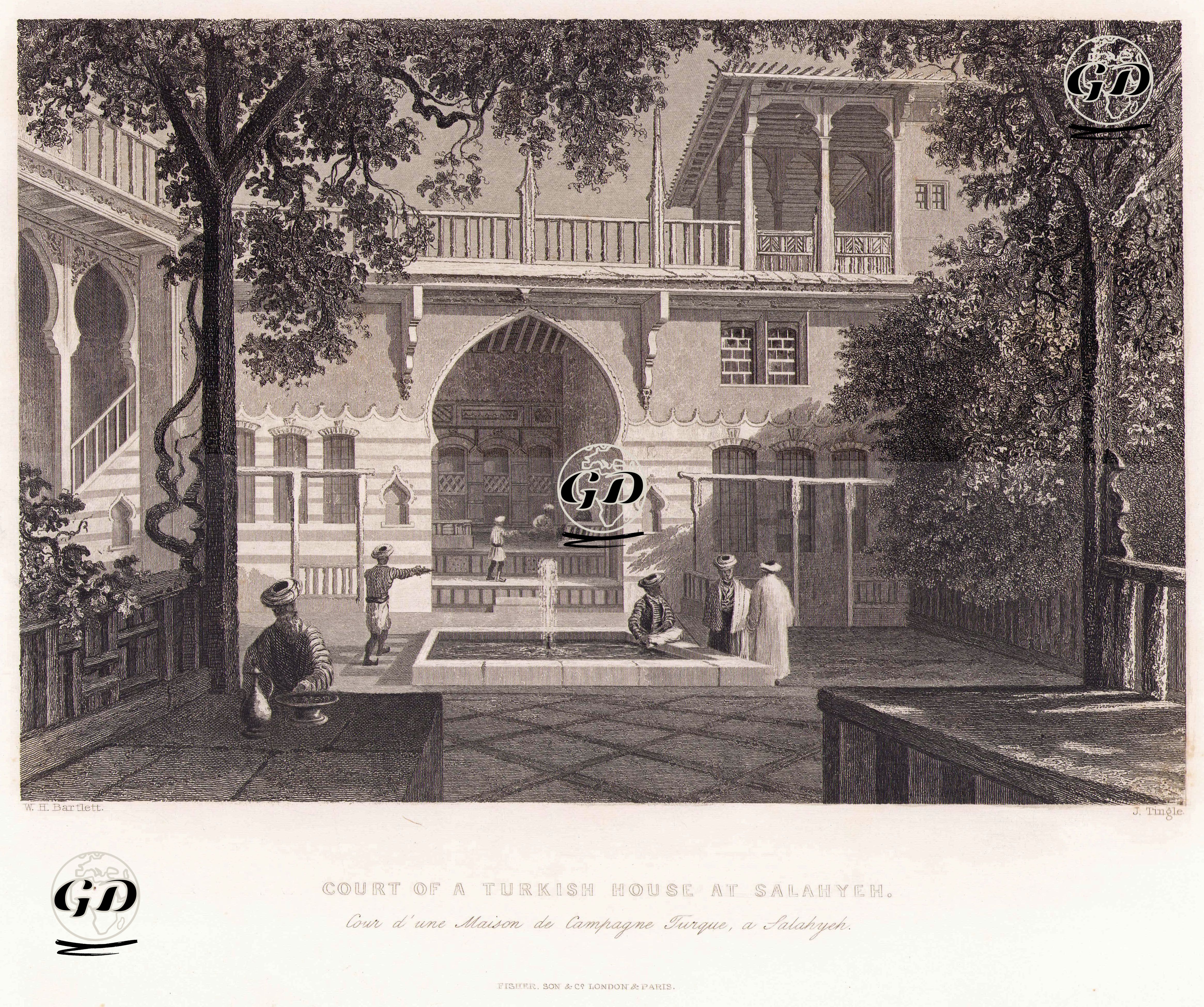 Salahyeh'de Türk Evinin Avlusu - William Henry Bartlett (1809-1854) - 1838-1839