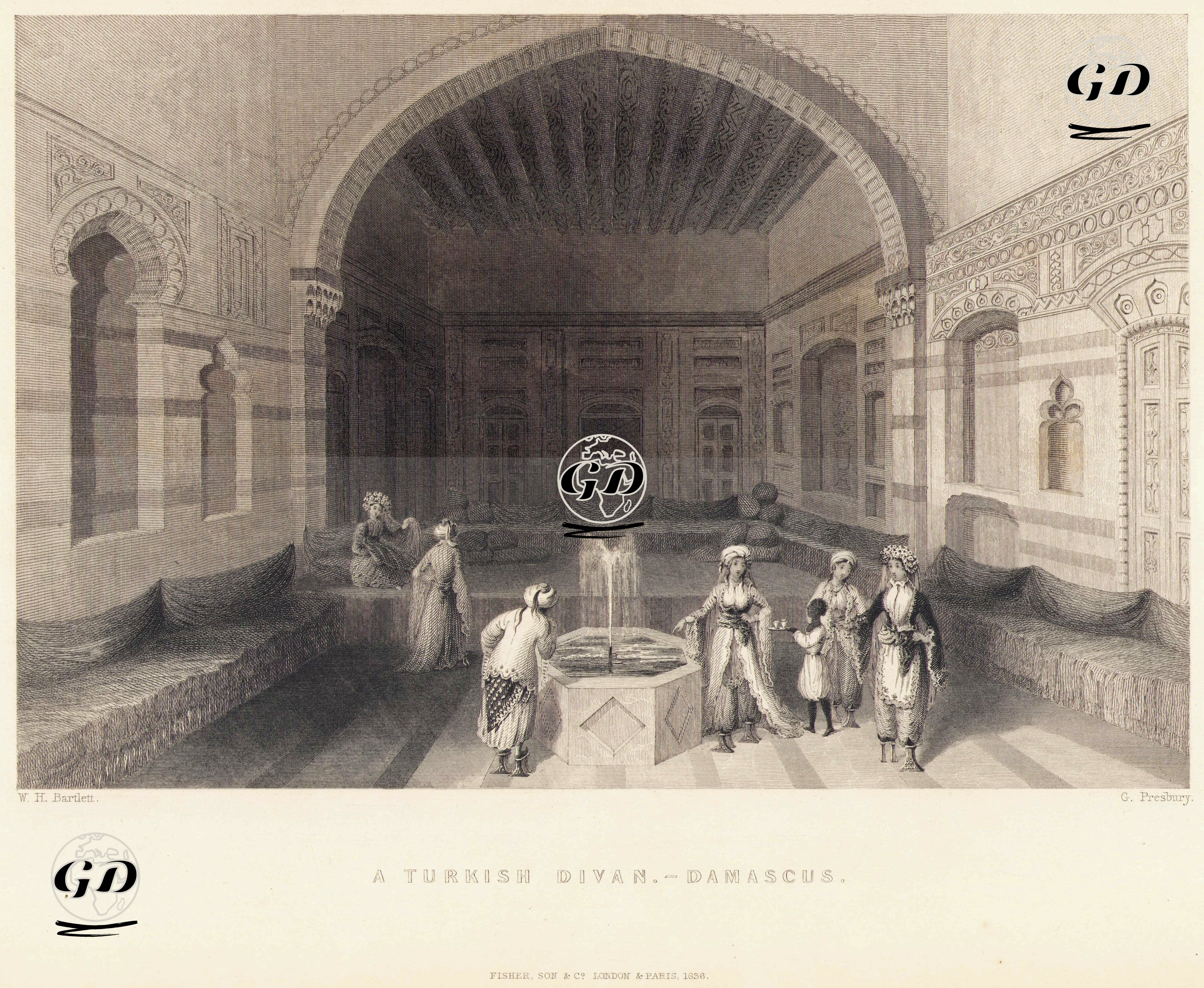 Şam'da Bir Türk Divan Odası - William Henry Bartlett (1809-1854) - 1836
