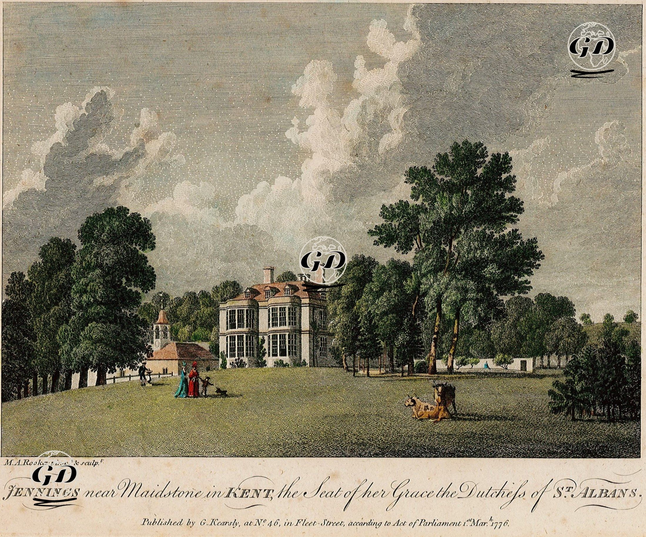 St.Albans Düşesinin Evi Gennings Malikanesi, Maidstone, Kent -  - 1776