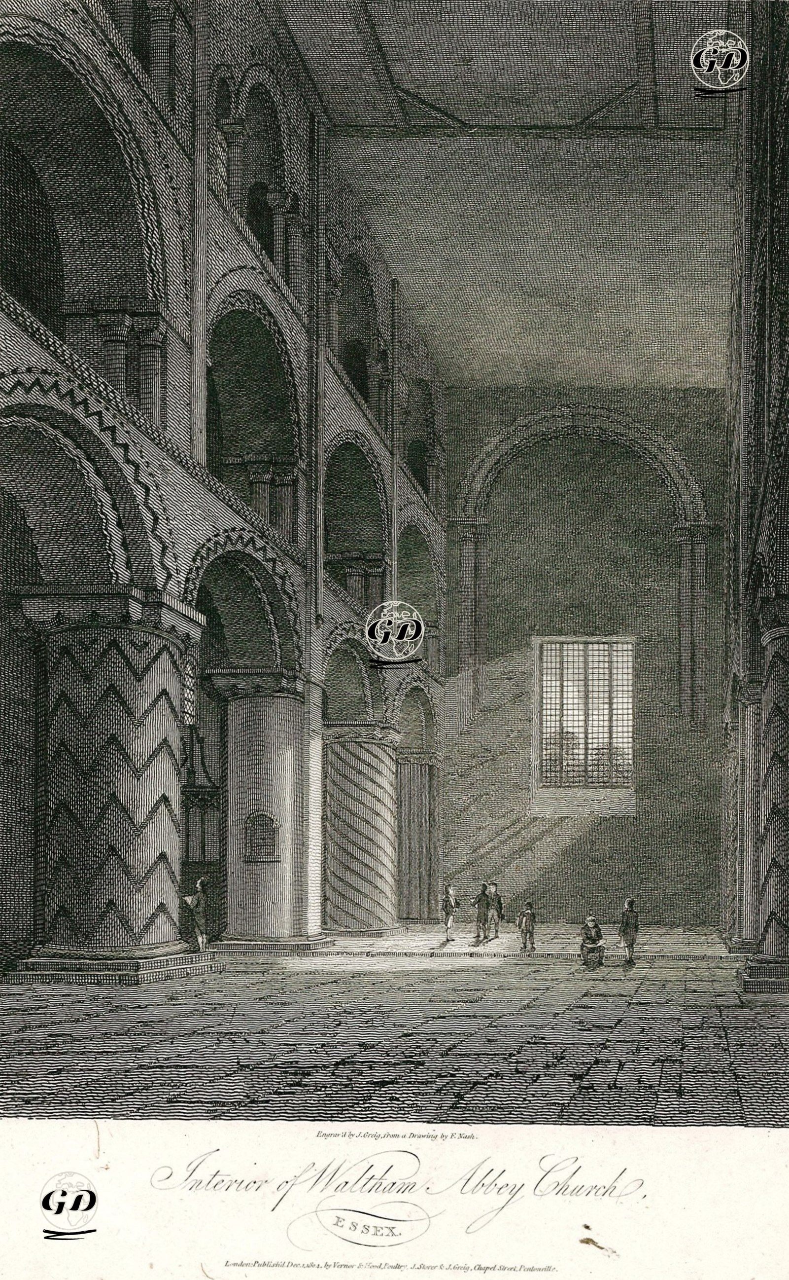 Waltham  Kilisesinin İçi, Essex - Frederick Nash (1782-1856) - 1804