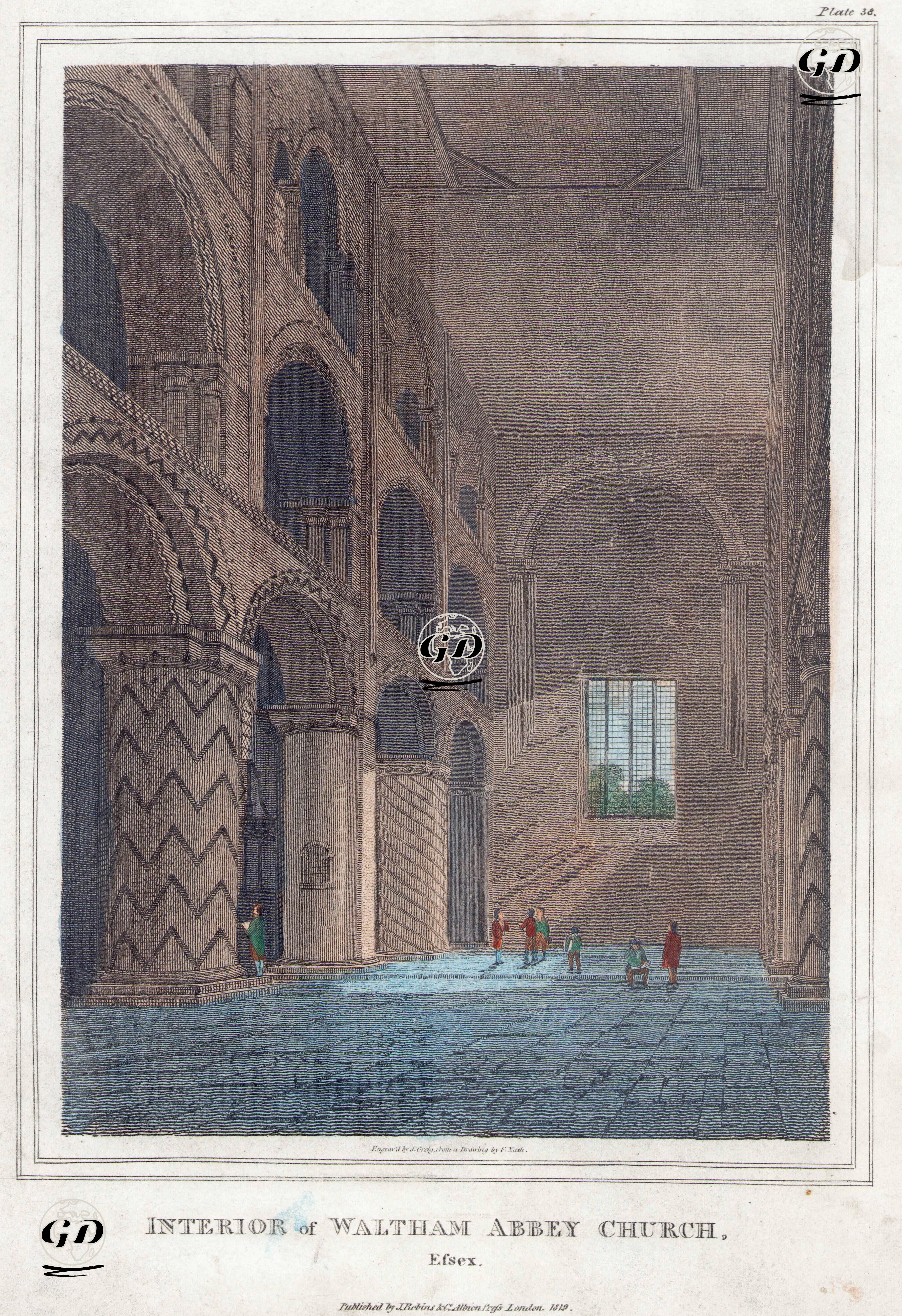 Waltham  Kilisesinin İçi, Essex - Frederick Nash (1782-1856) - 1804