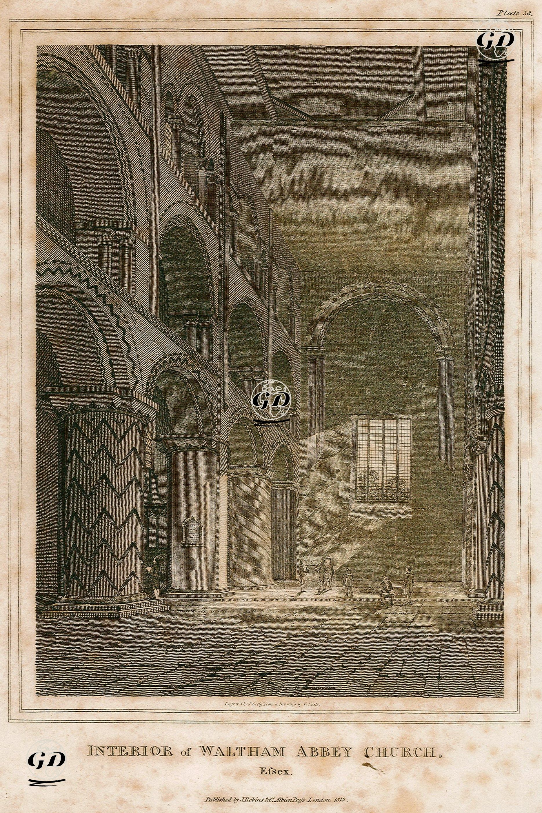 Waltham  Kilisesinin İçi, Essex - Frederick Nash (1782-1856) - 1804