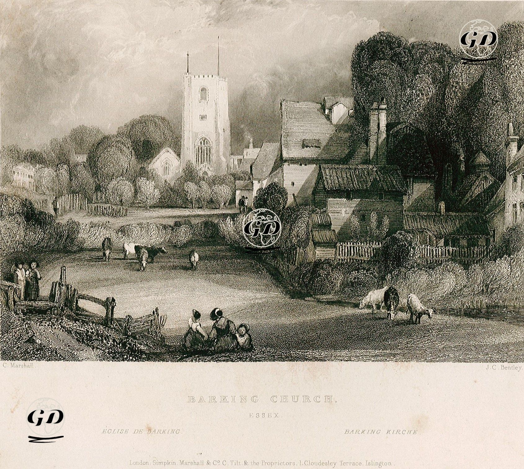 Barking Church, Essex - Charles Marshall (1806-1890) - 1839