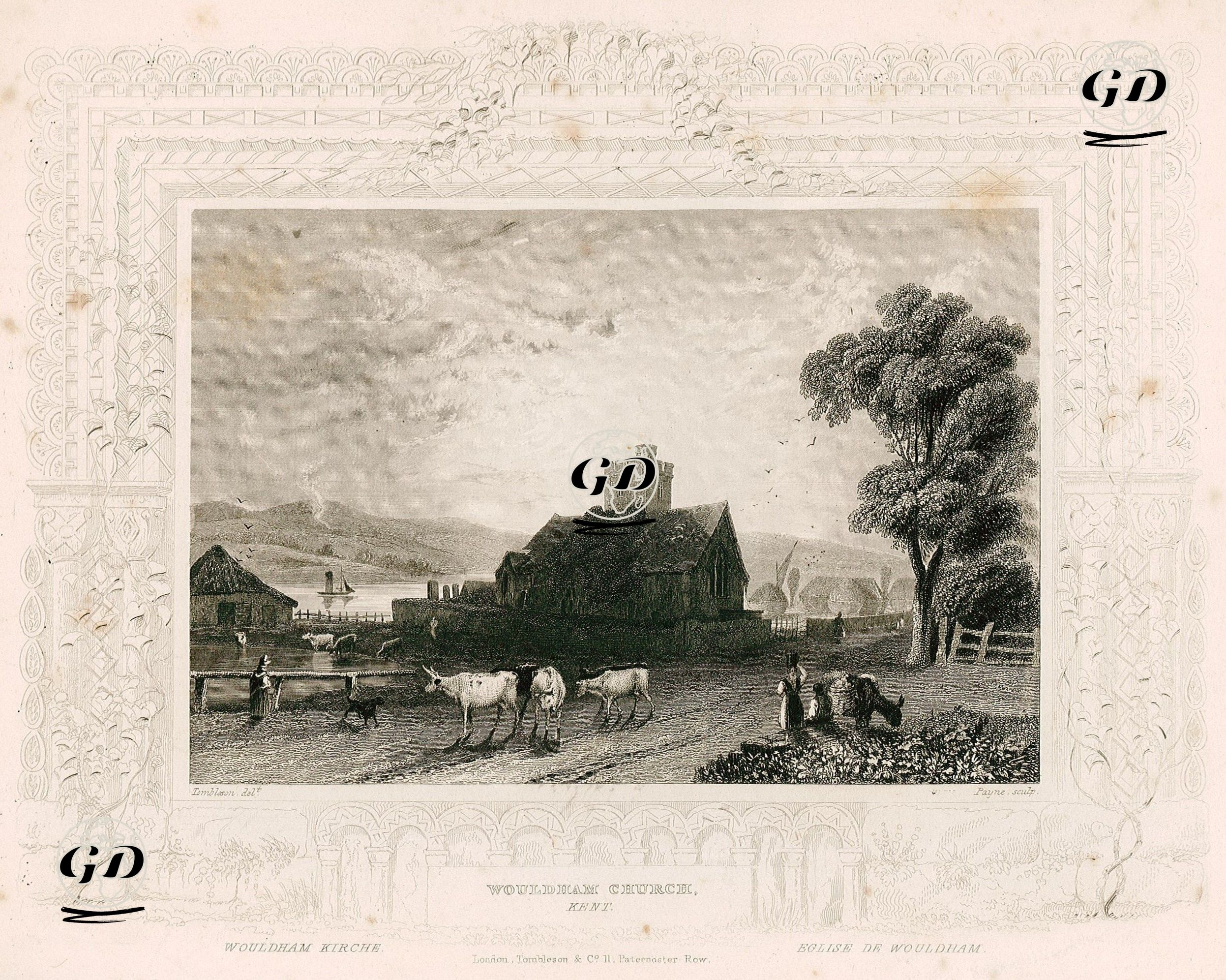 Wouldham Kilisesi, Kent - William Tombleson (1795-1846) - 1835