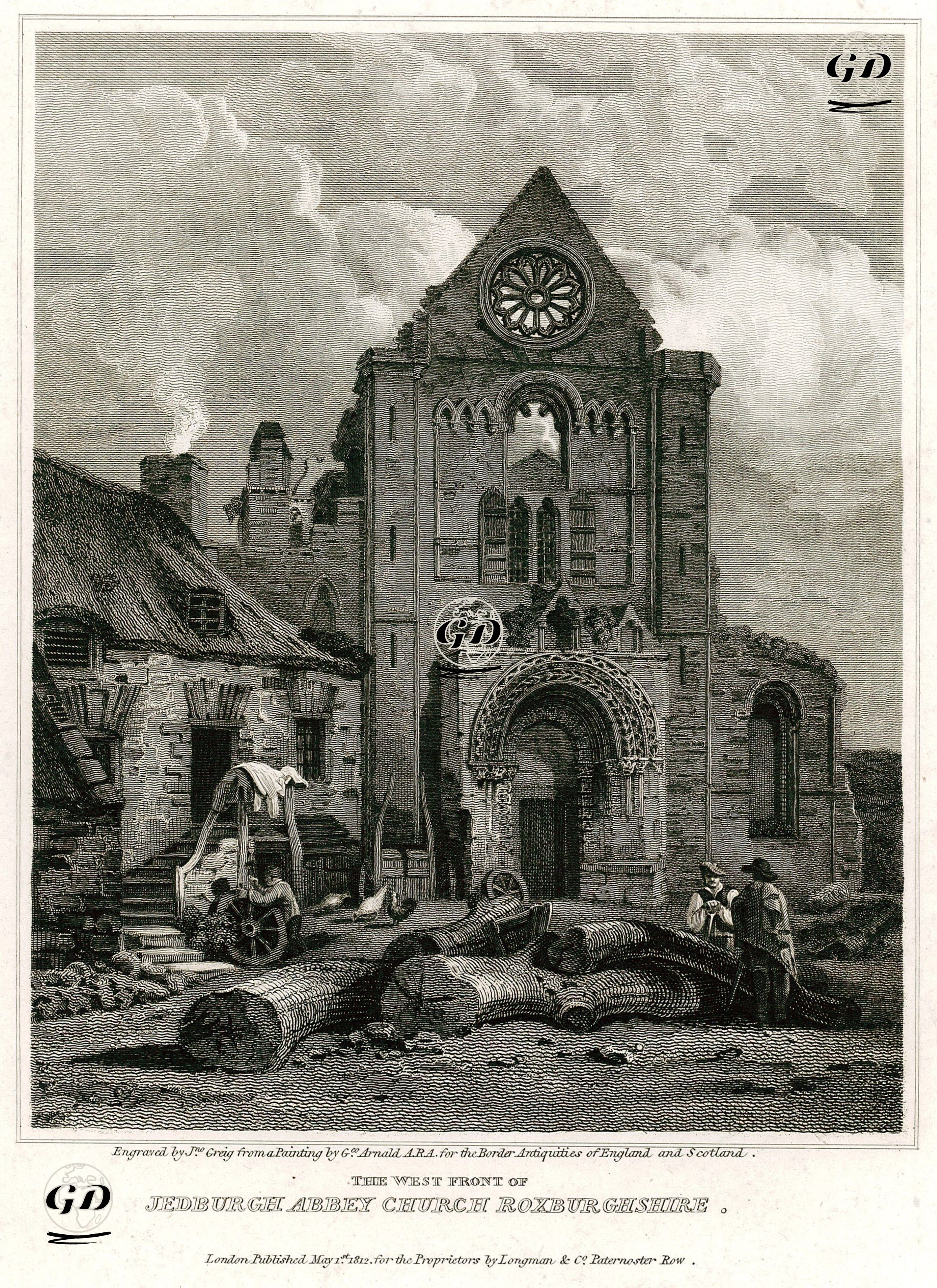 Jedburgh Manastırının Batı Ön Tarafı, Roxburghshire - George Arnald (1763-1841) - 1812