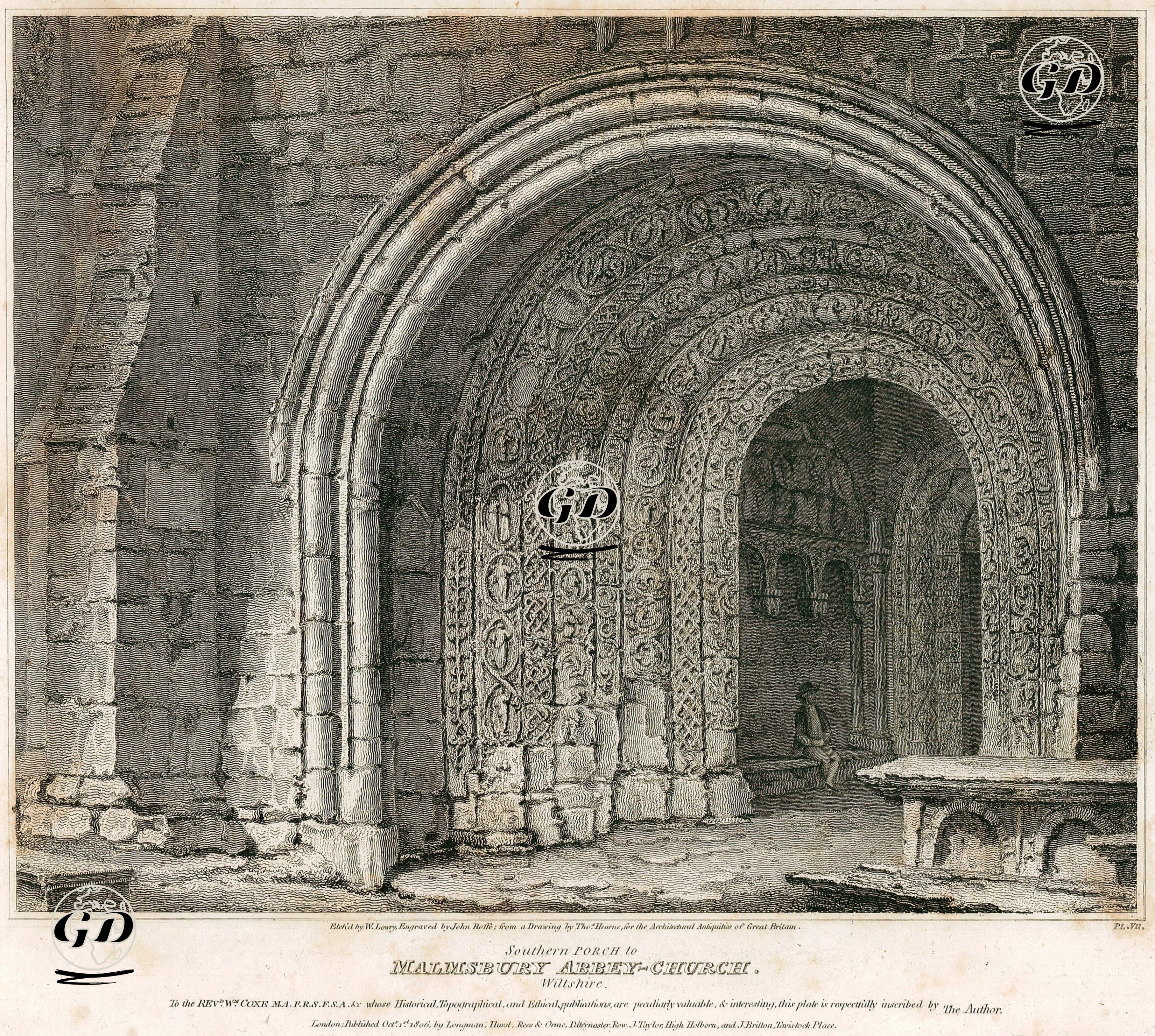 Malmsbury Manastırının Güney Kapısı, Wiltshire - Thomas Hearne (1744-1817) - 1806