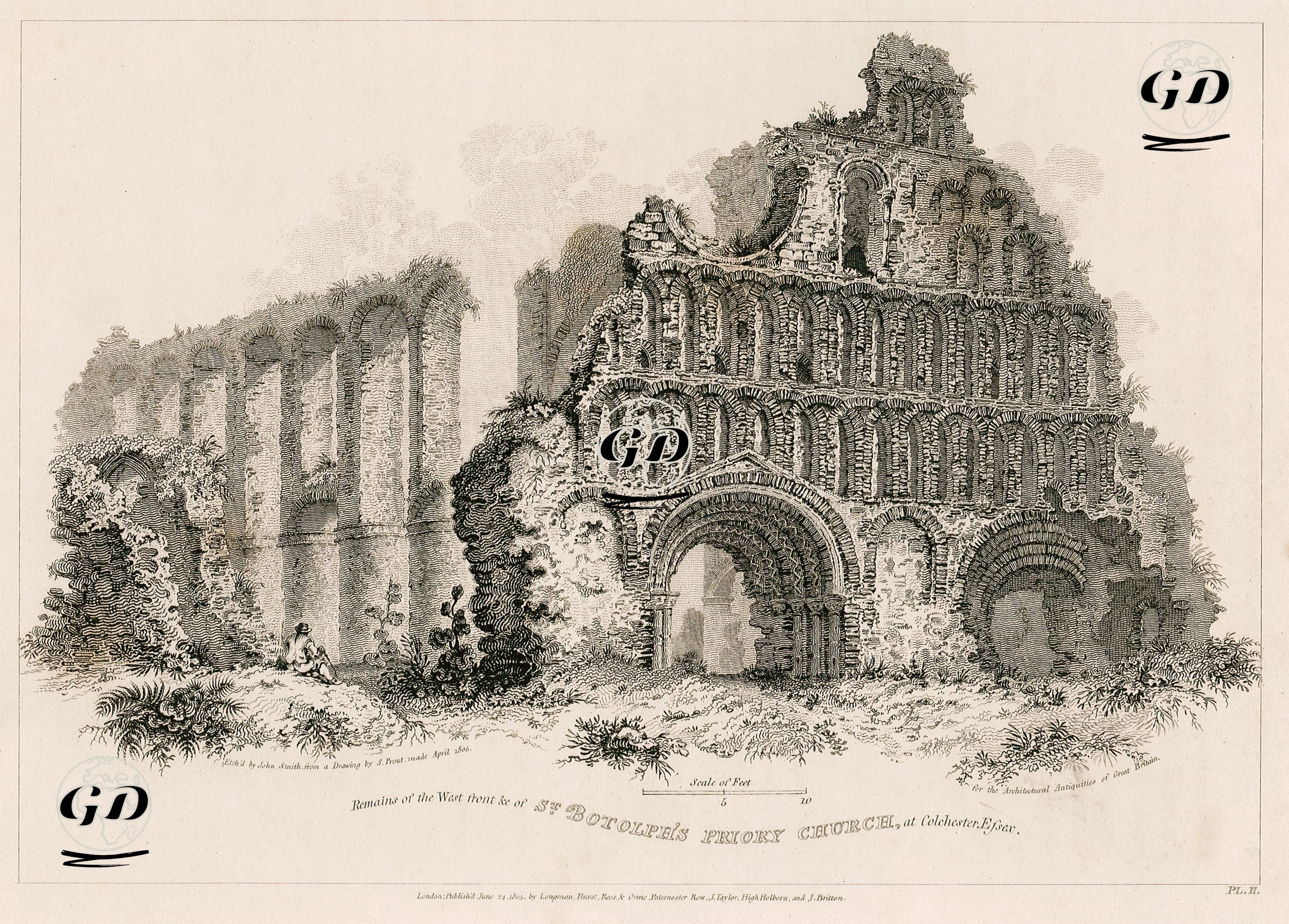 St.Botolph Manastırının Batı Ön Tarafı, Colchester, Essex - Samuel Prout (1783-1852) - 1805