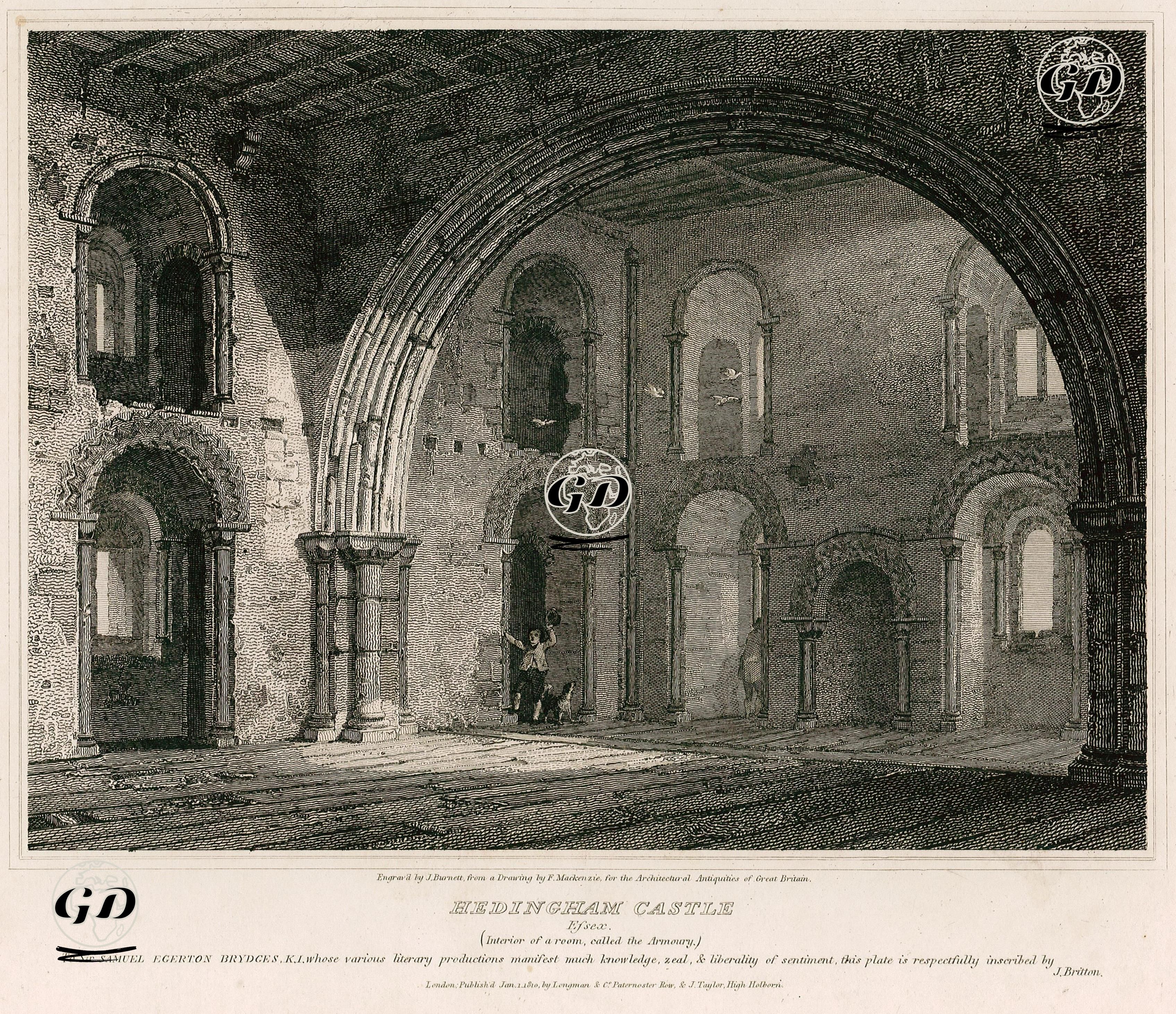 Hedingham Kalesinin Silah Odası, Essex - Frederick Mackenzie (1788-1854) - 1810