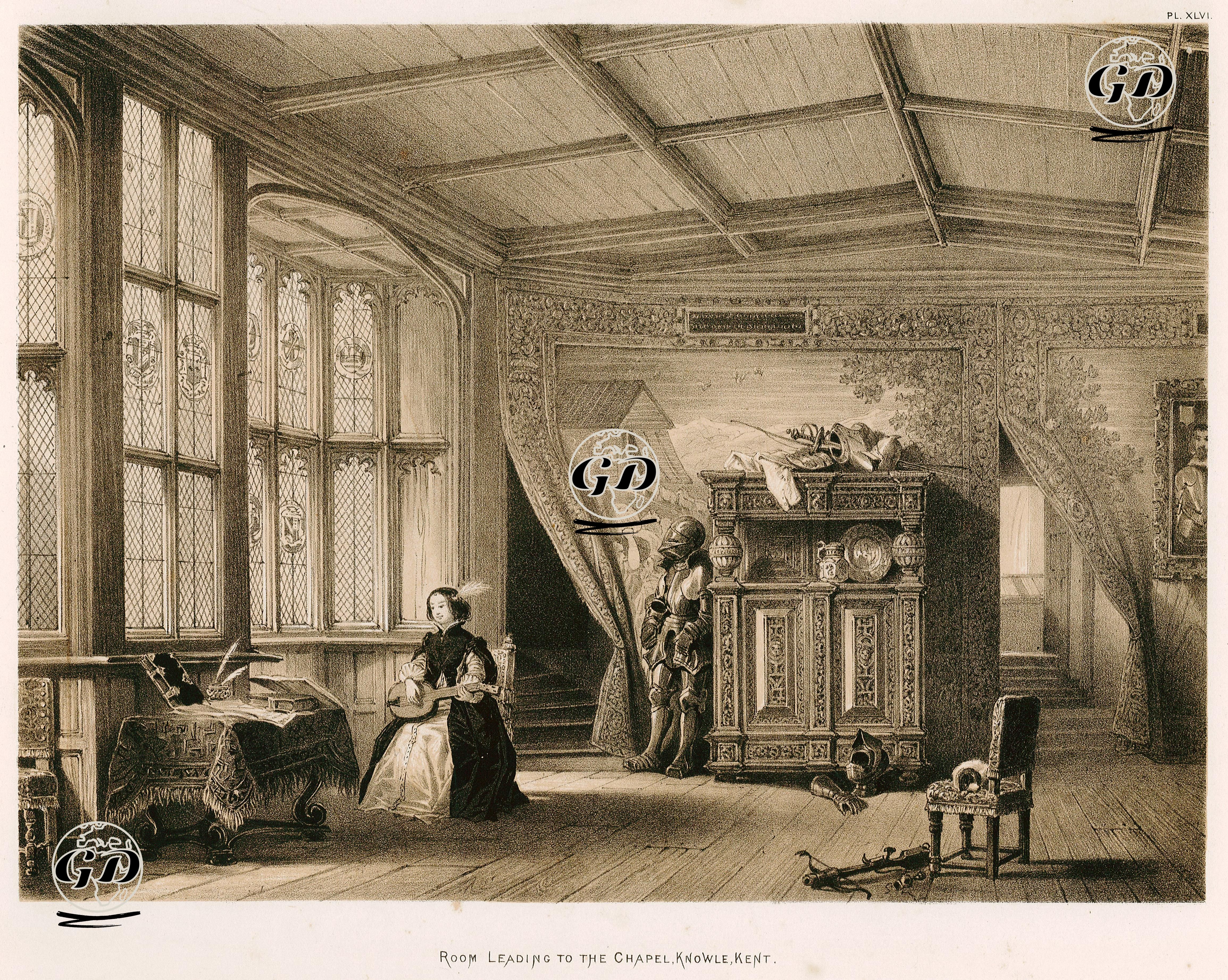 Room Leading To The Chapel, Knowle, Kent, Plate XLVI - Joseph Nash (1809-1878) - 1869