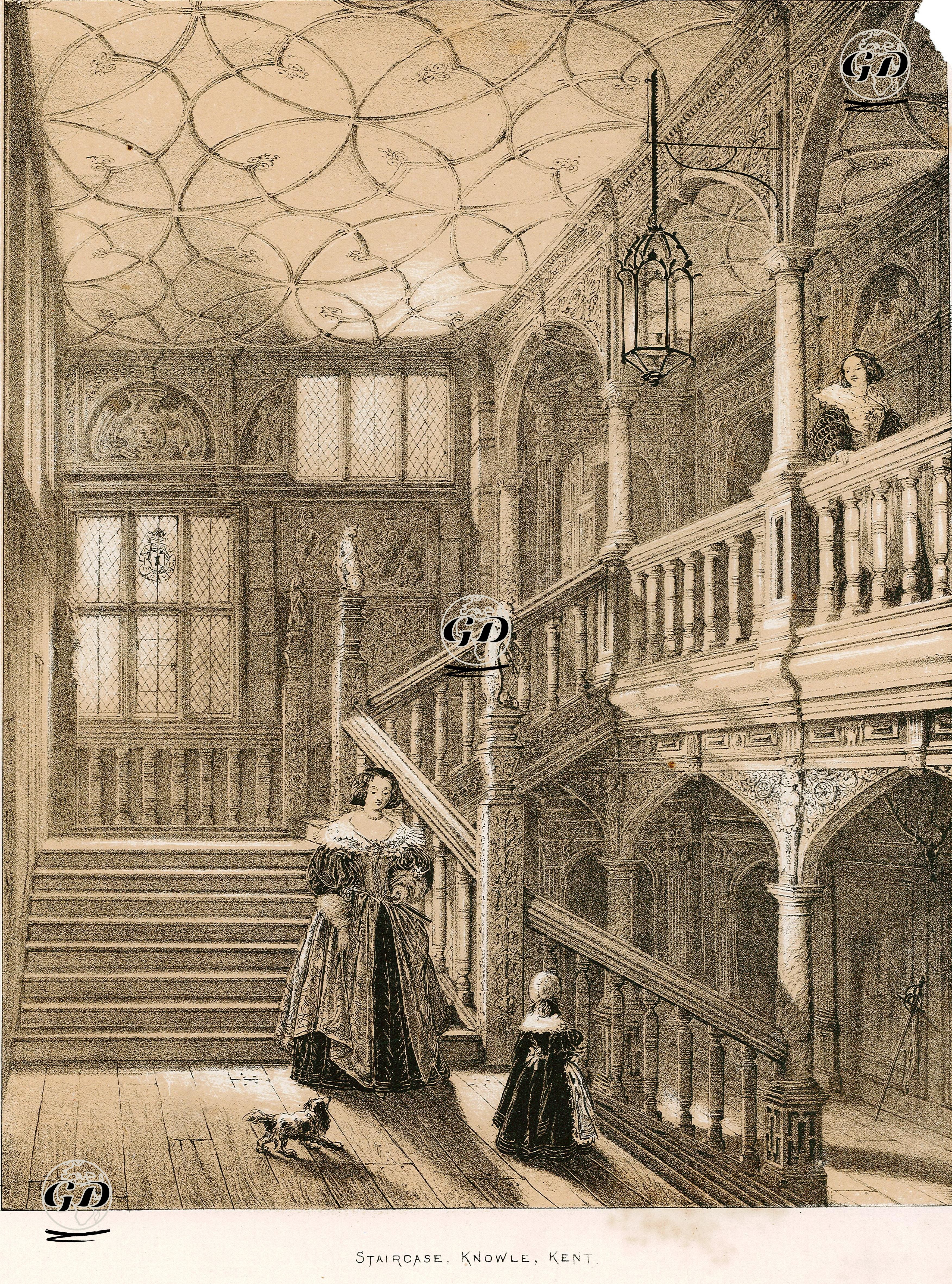 Merdivenler, Knowle, Kent, Plate XLIV - Joseph Nash (1809-1878) - 1869