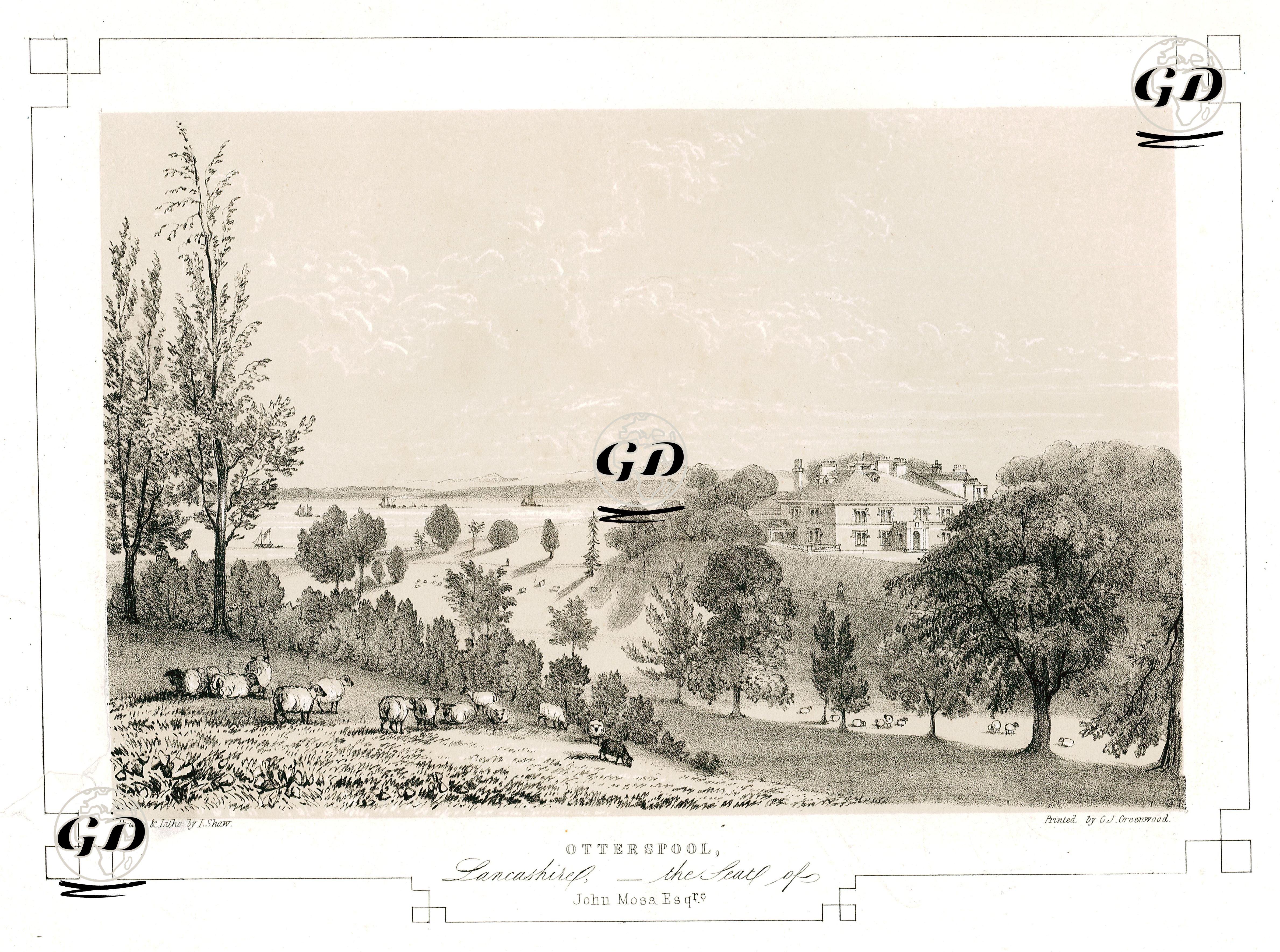 John Moss'un Evi, Otterspool Park, Lancashire - I.Shaw - 1846