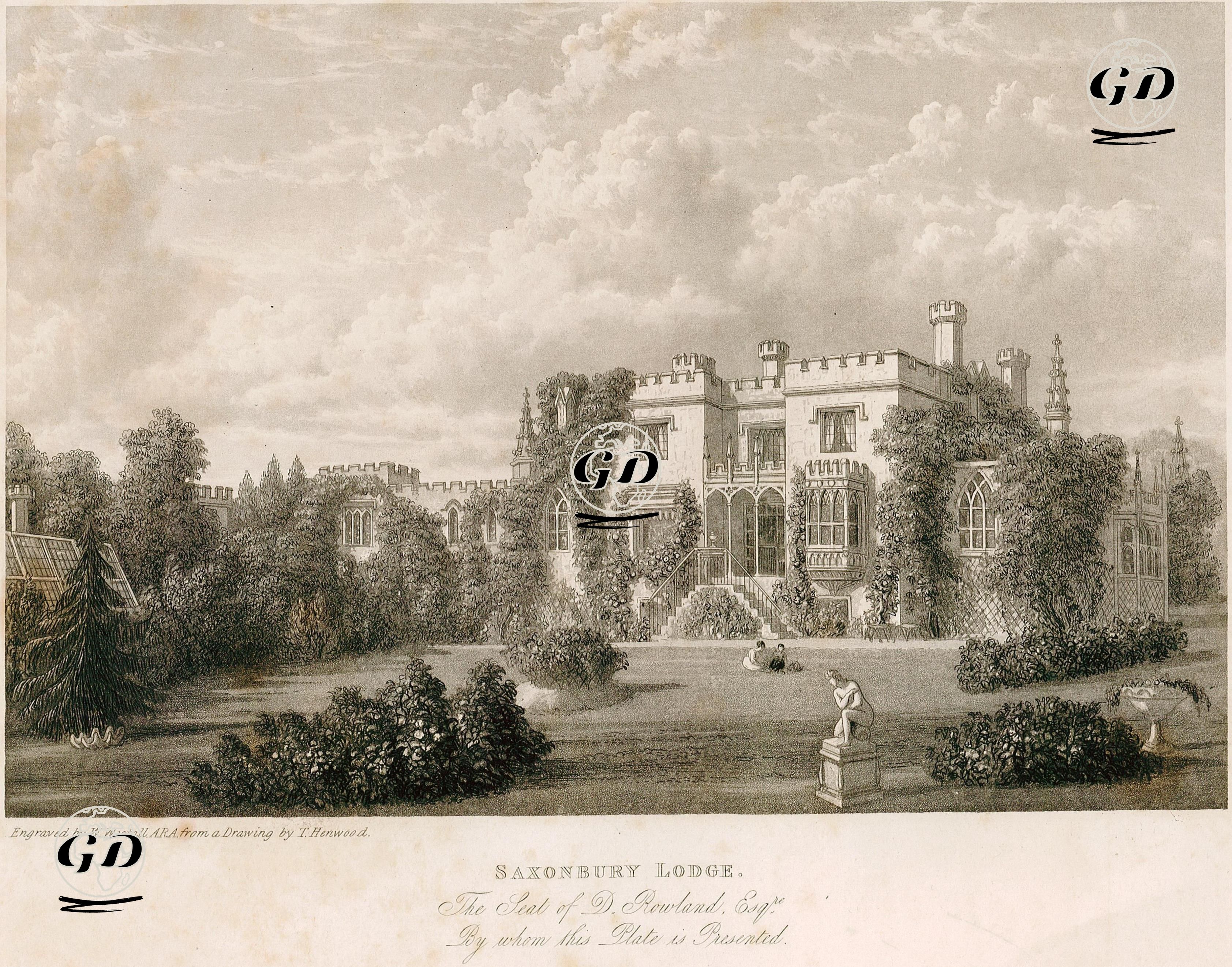 Saxonbury Lodge, The Seat Of D.Rowland - Thomas Henwood (1797-1861) - 1835
