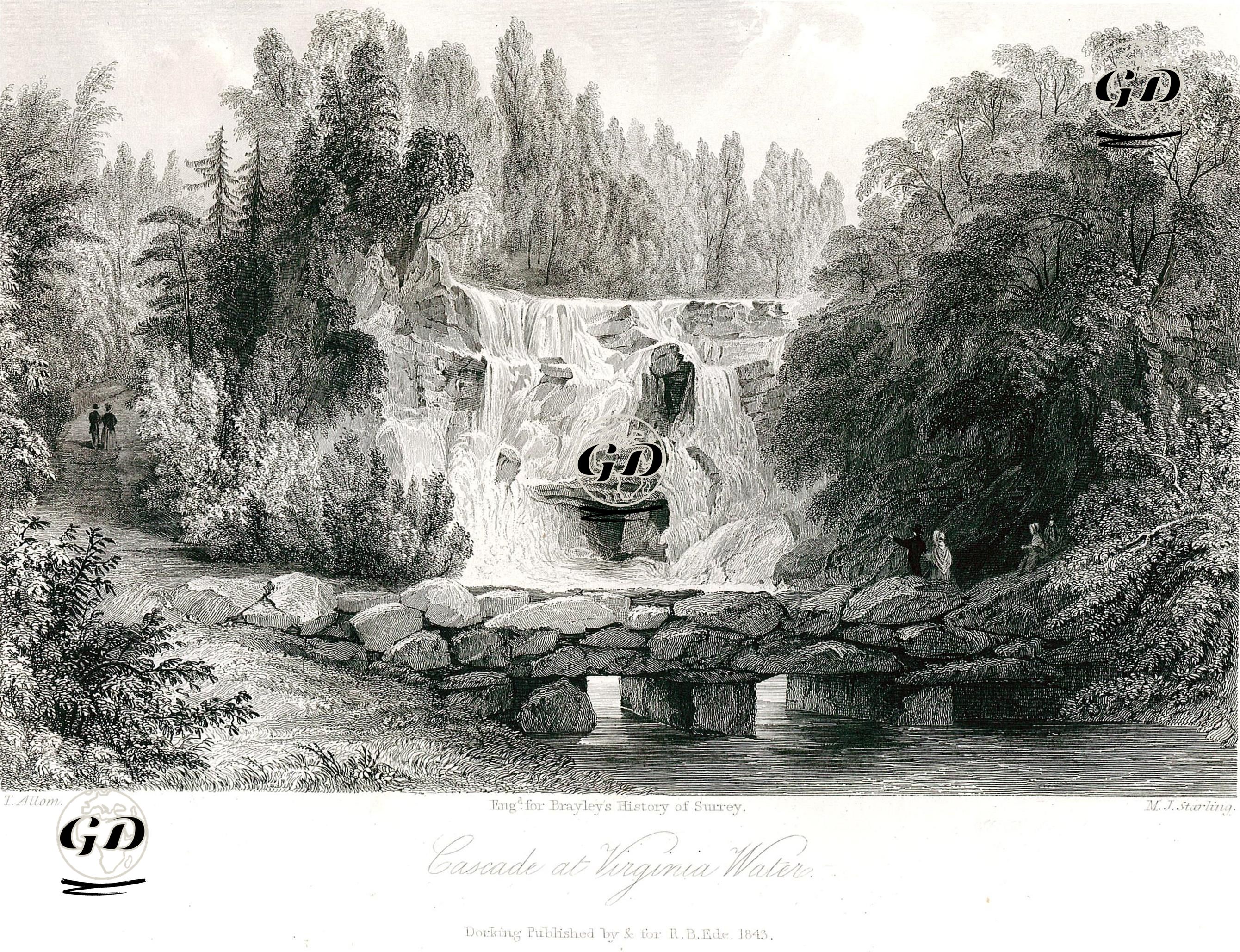 Virginia Water Gölündeki Şelale - Thomas Allom (1804-1872) - 1843