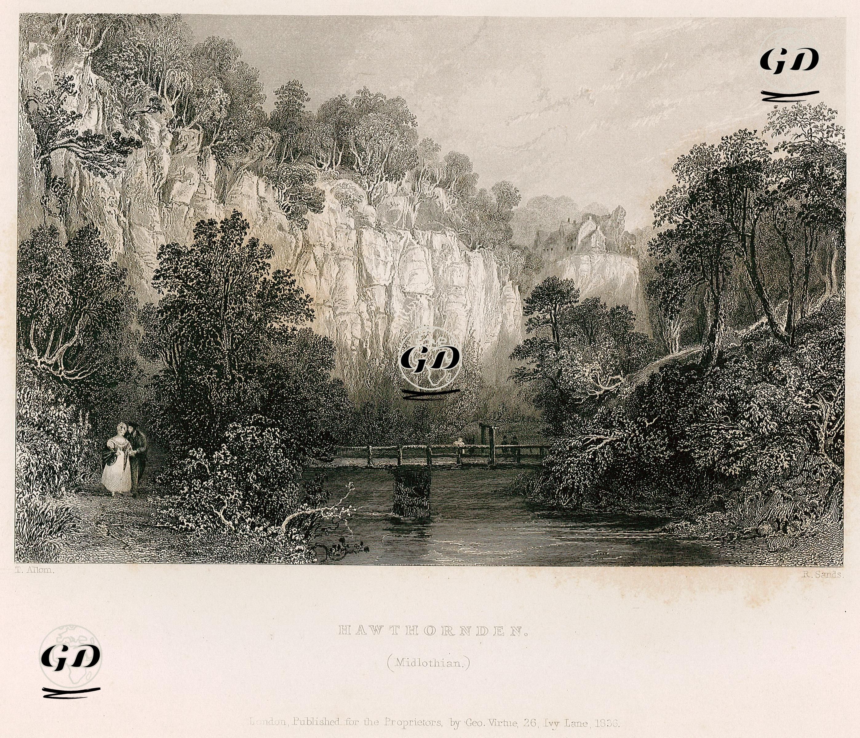 Hawthornden, Midlothian - Thomas Allom (1804-1872) - 1836