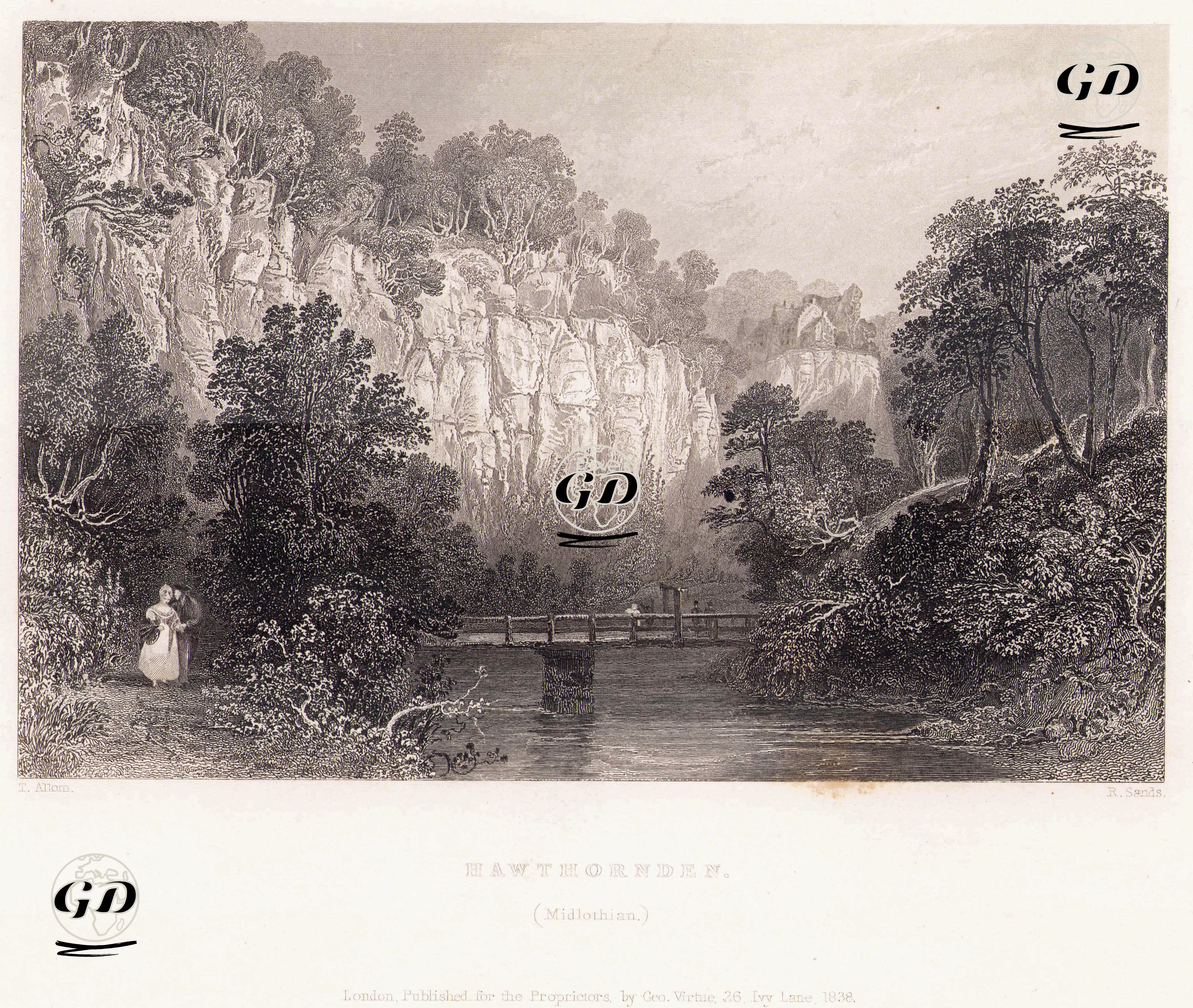 Hawthornden, Midlothian - Thomas Allom (1804-1872) - 1838