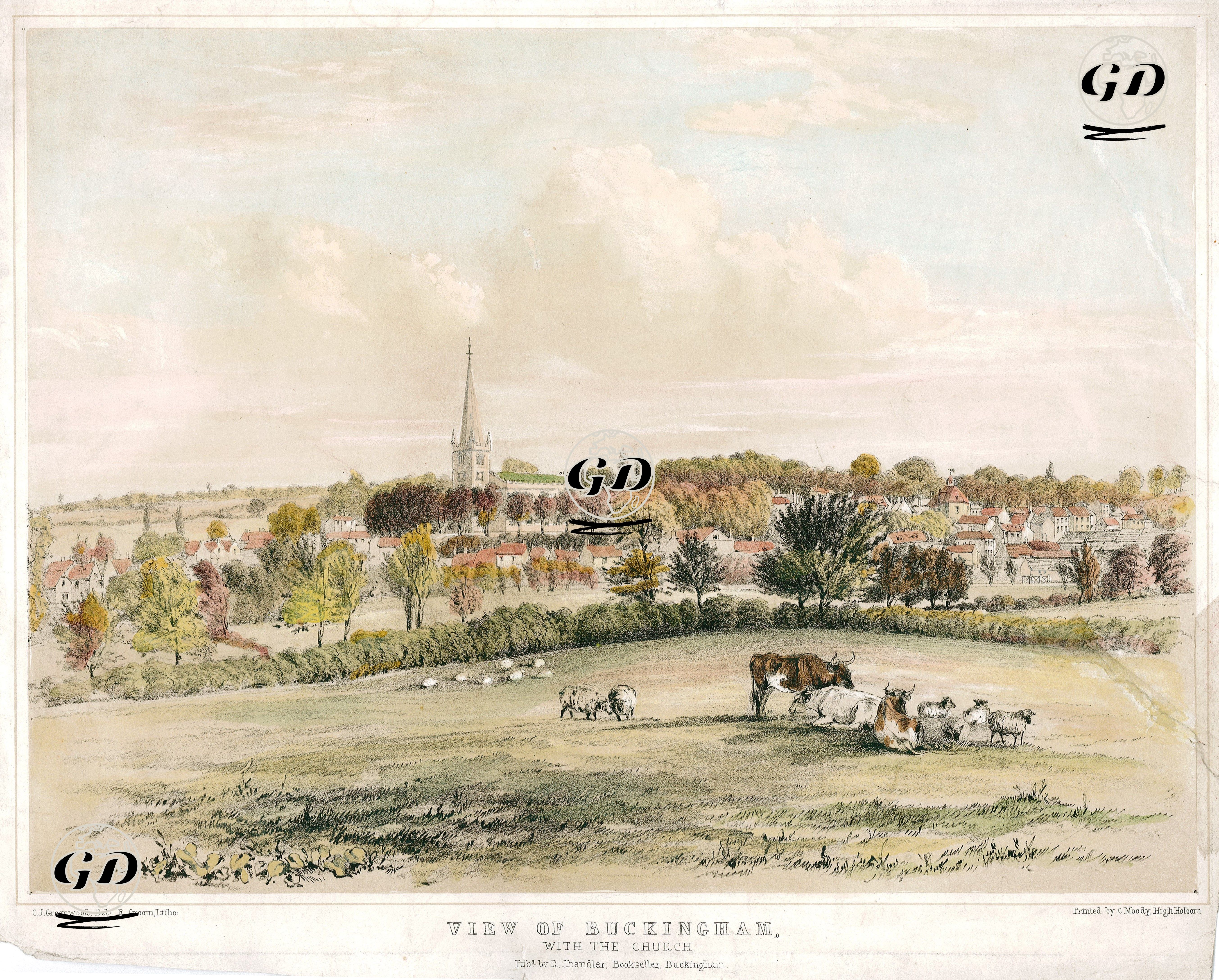Kilisesi İle Birlikte Buckingham Şehrinin Manzarası - Christopher Greenwood (1786-1855)-John Greenwood (Active 1821-1840) - 1840's