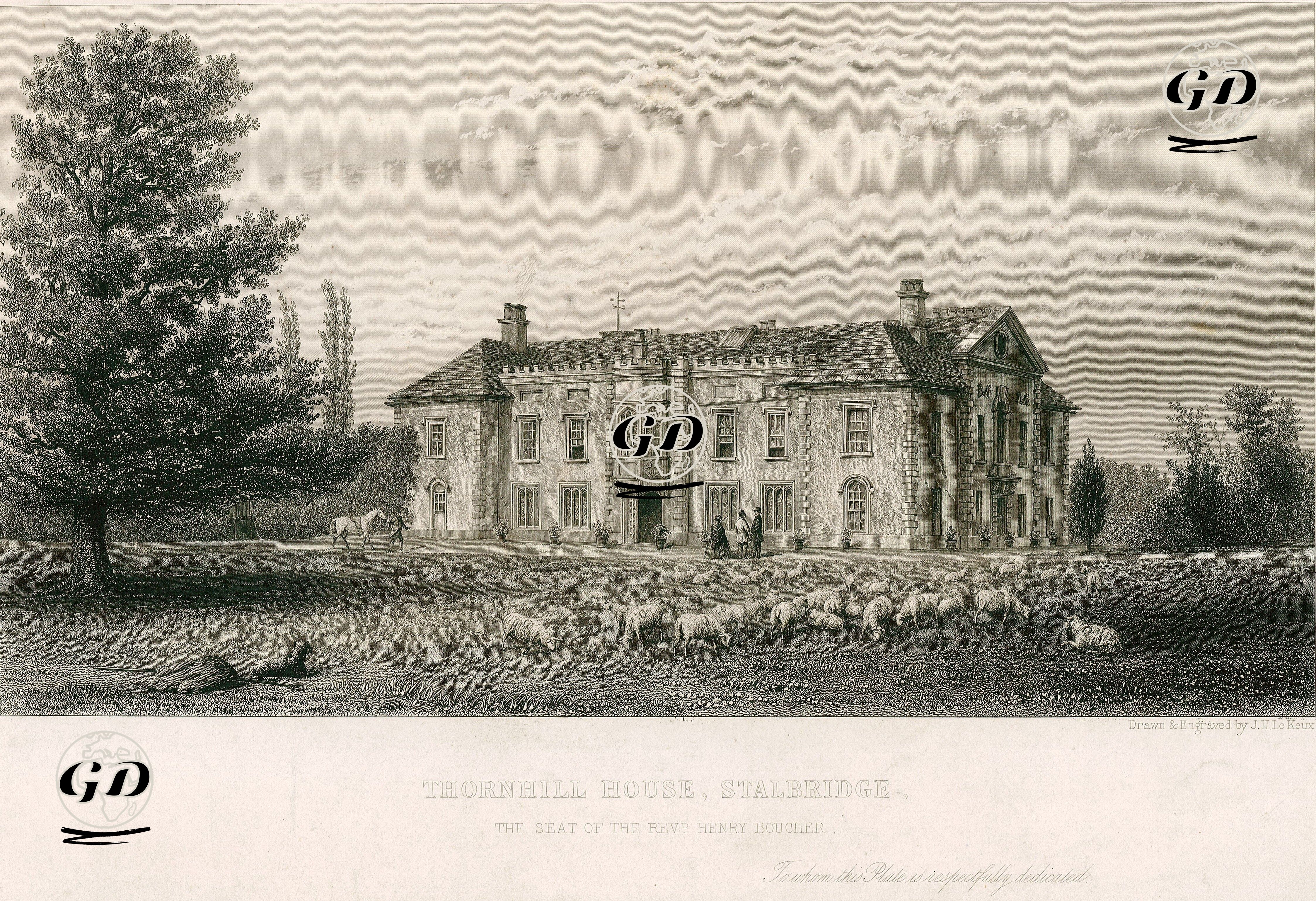Henry Boucher'in Evi Thornhill Malikhanesi, Stalbridge - John Henry Le Keux (1812-1896) - 1868