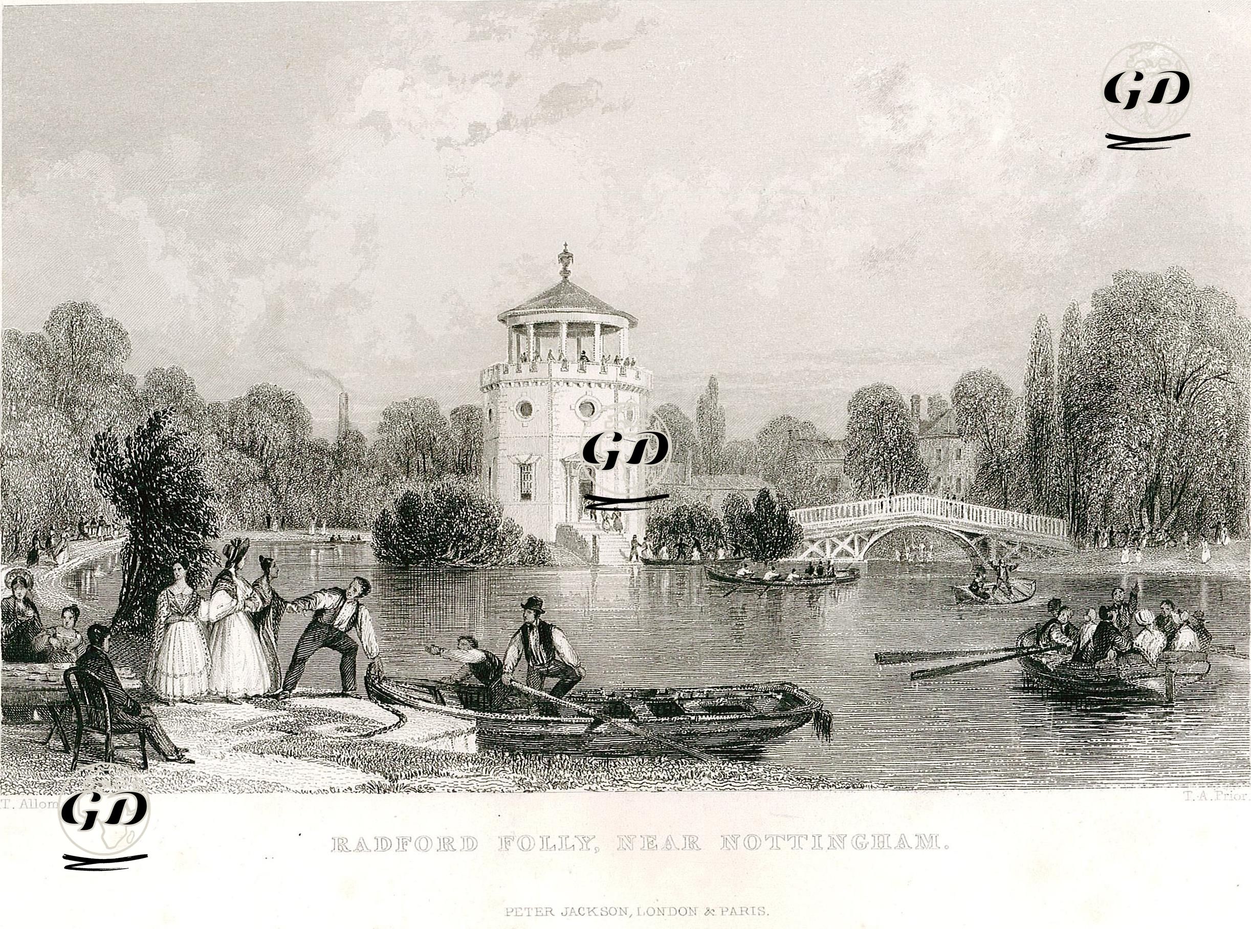 Radford Folly Bahçesi, Near Nottingham - Thomas Allom (1804-1872) - 1840