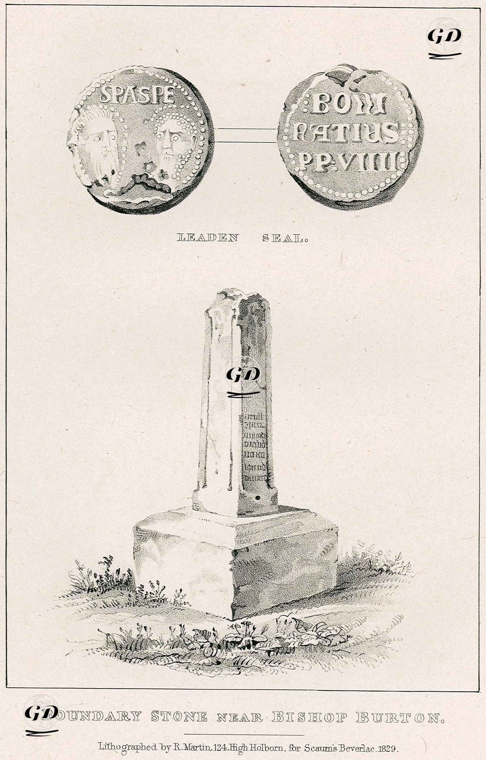 Bishop Burton Yakınlarındaki Sınır Taşı -  - 1829