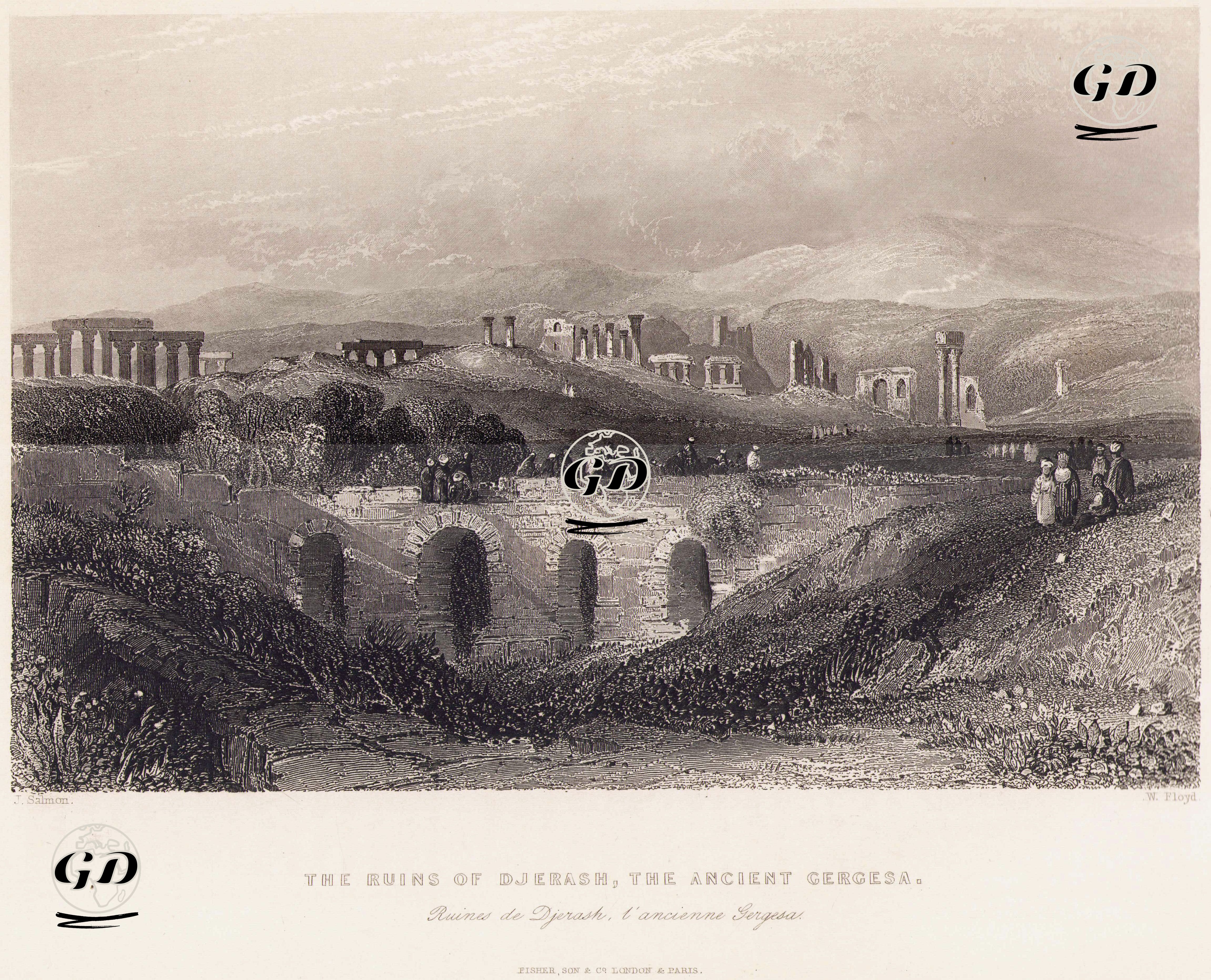 Jerash'ın (Geresa) Antik Şehri - William Henry Bartlett (1809-1854) - 1838-1839
