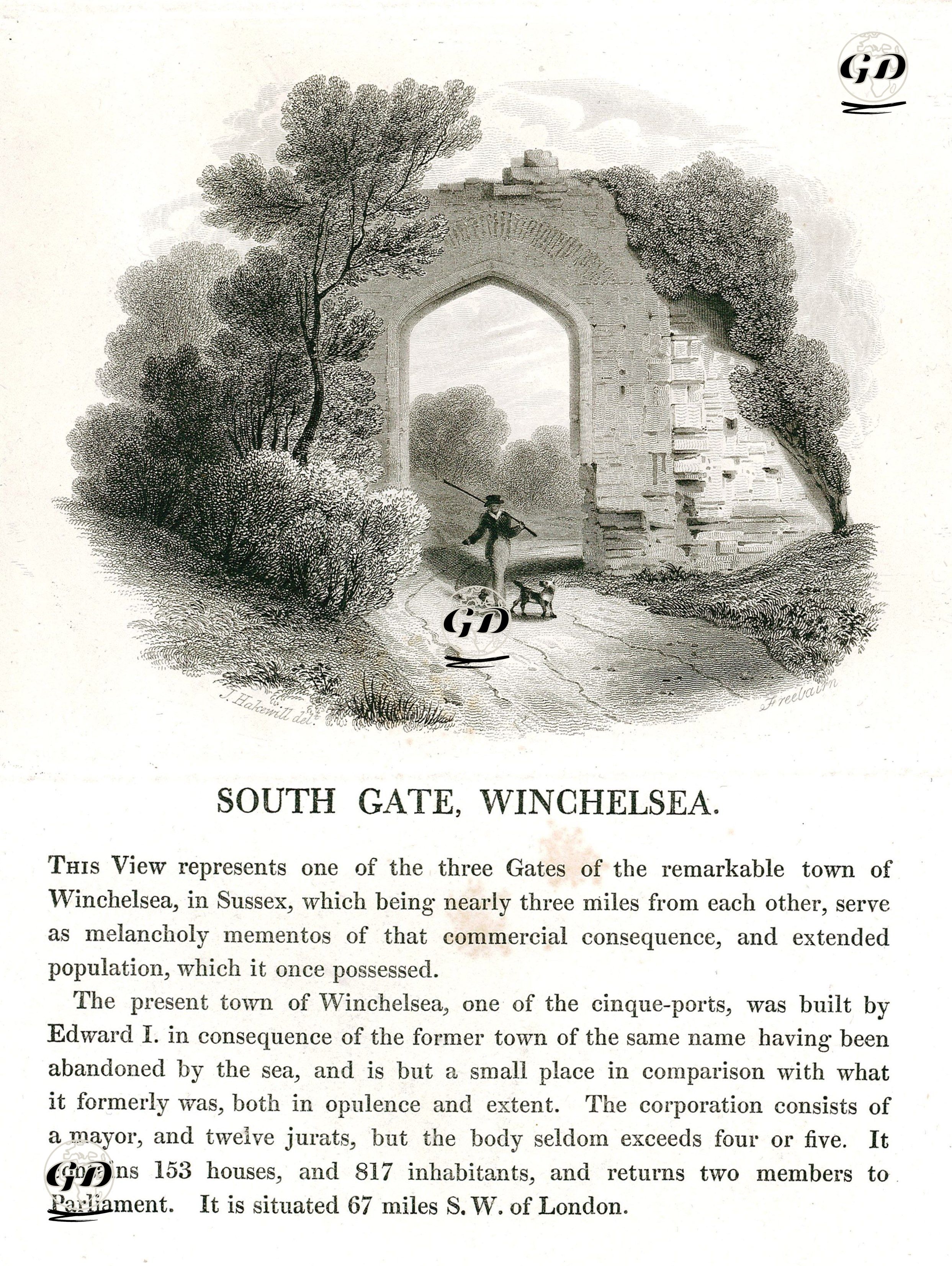 Winchelsa Güney Şehir Kapısı - James Hakewill (1778-1843) - 1826