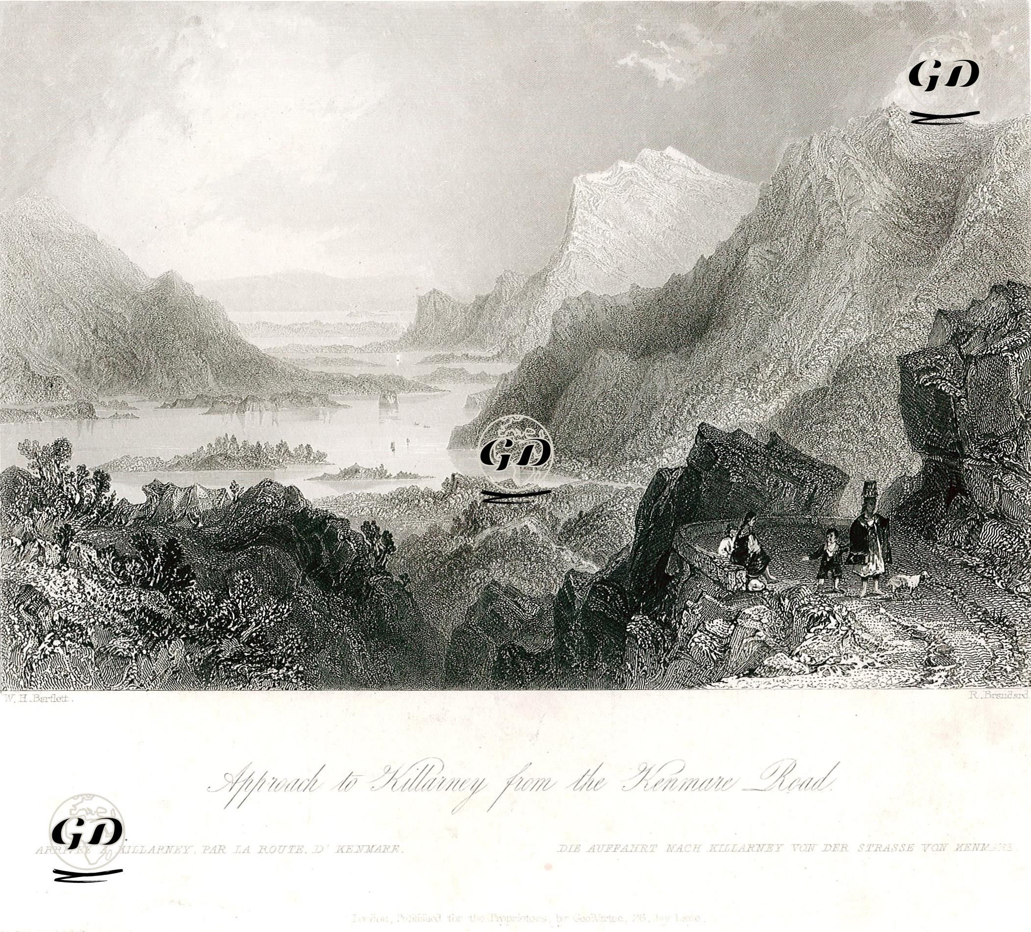 Kenmare Yolundan Killarney Manzarası - William Henry Bartlett (1809-1854) - 1846