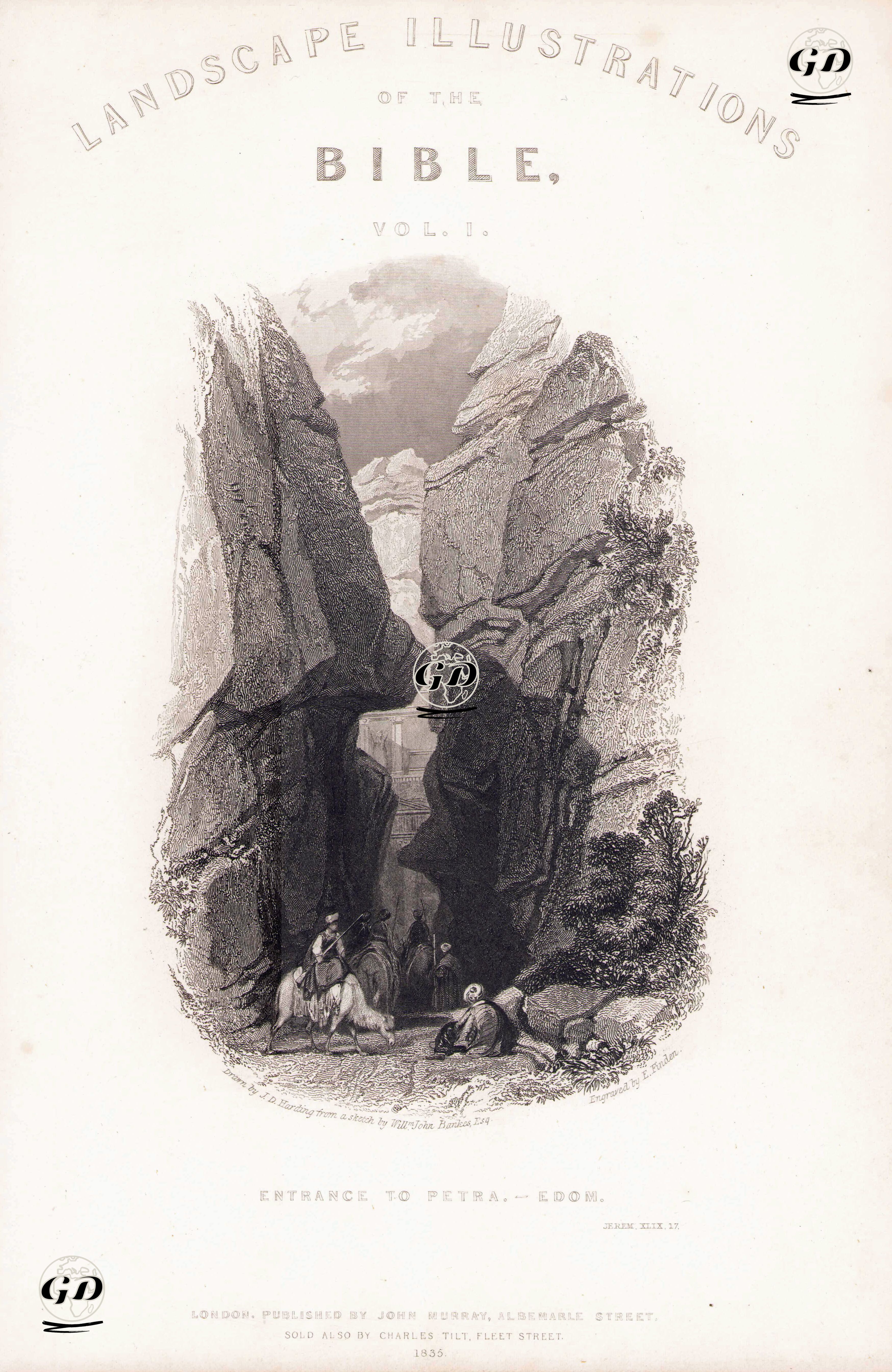 Petra Antik Şehrine (Edom) Giriş, Edom - James Duffield Harding (1798-1863)
-W.J.Bankes - 1835