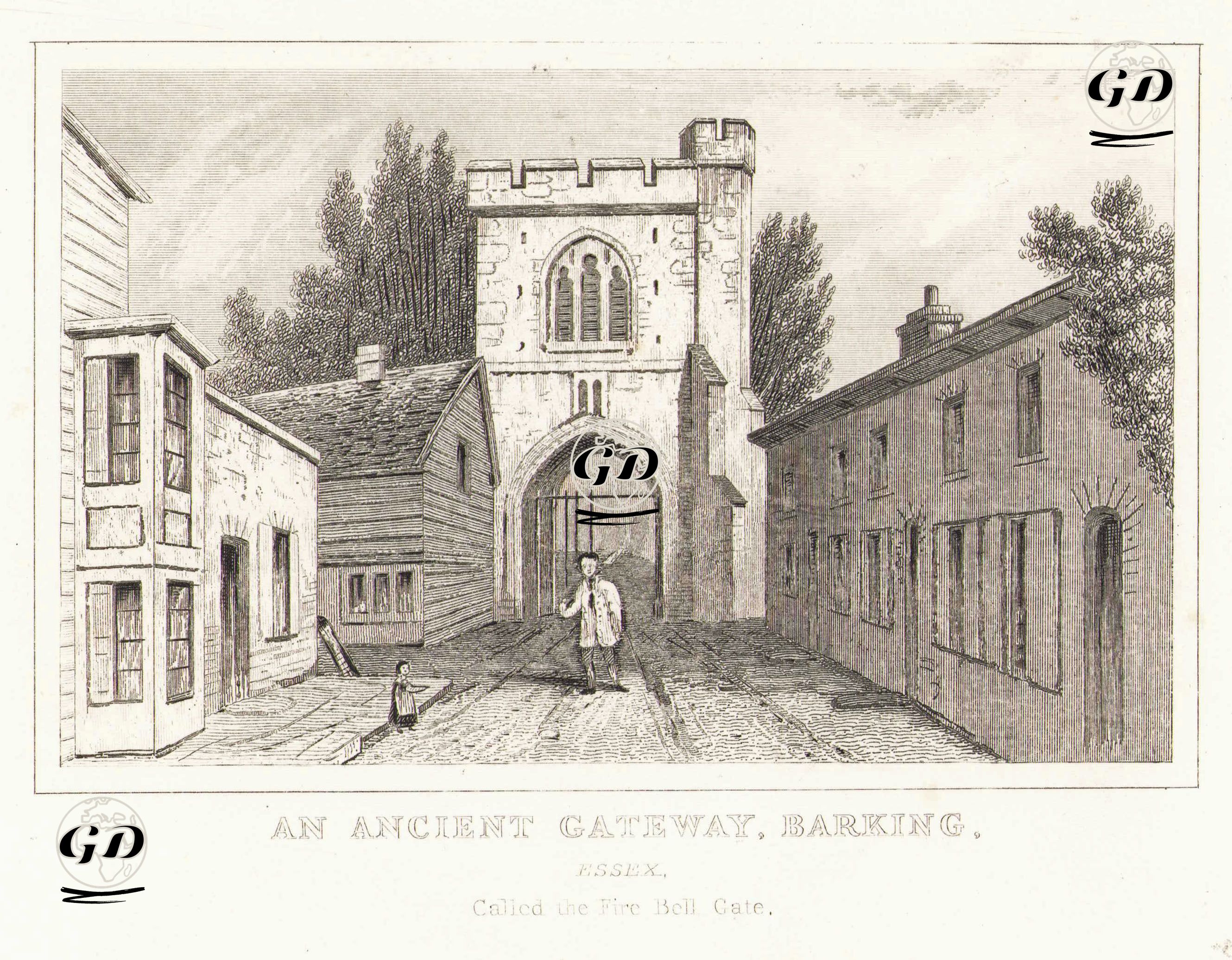 Yangın Çan Kapısı Olarak Adlandırılan Antik Kapı, Barking, Essex -  - 1860