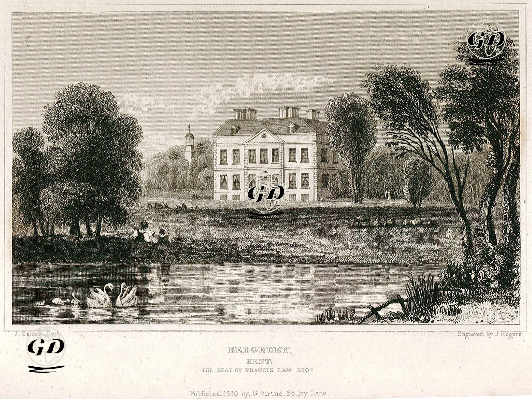 Bedgbury, Kent, The Seat Of Francis Law - John Francis Salmon (1808-1886) - 1830