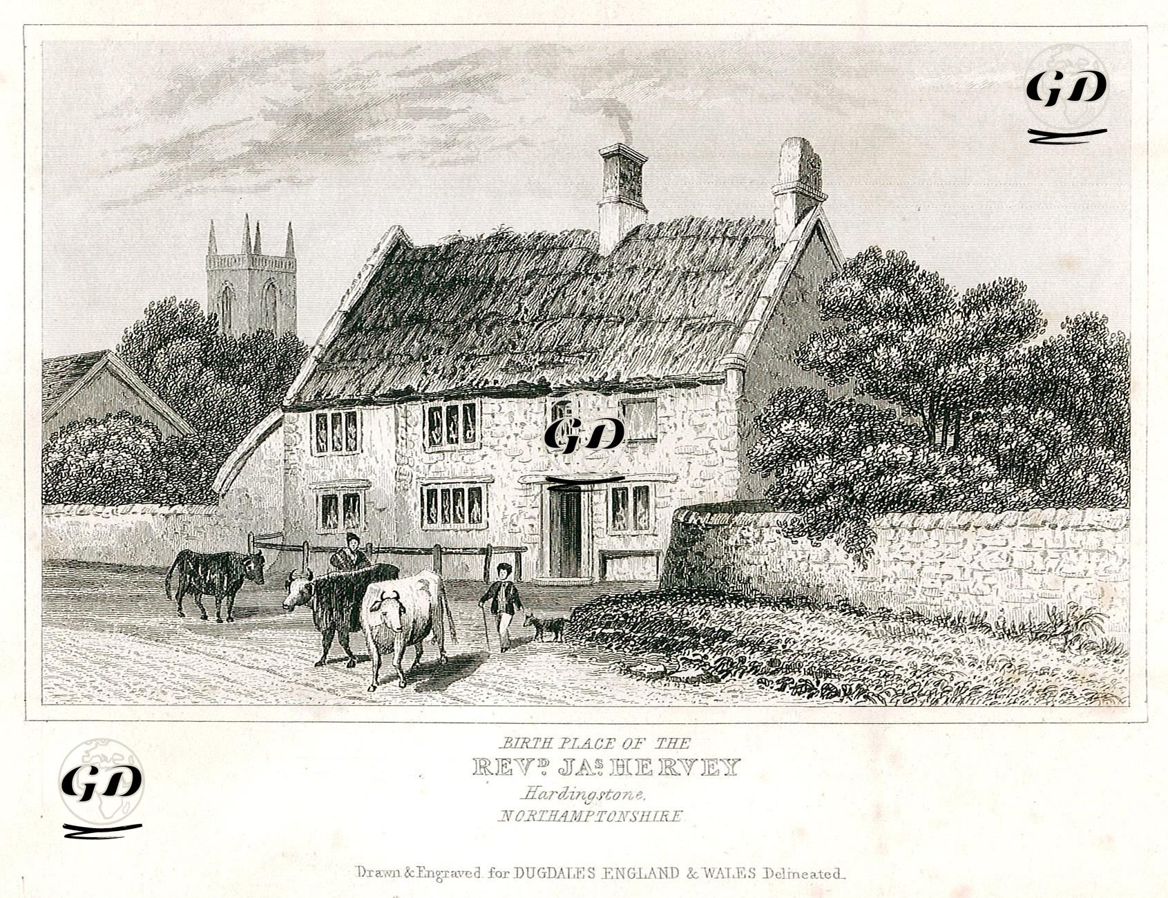 İngiliz Yazar James Hervey'in Doğduğu Ev, Hardingstone, Northamptonshire -  - 1845
