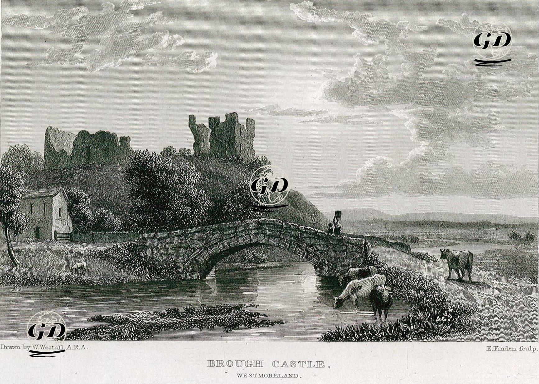 Brough Kalesi, Westmoreland - William Westall (1781-1850) - 1830