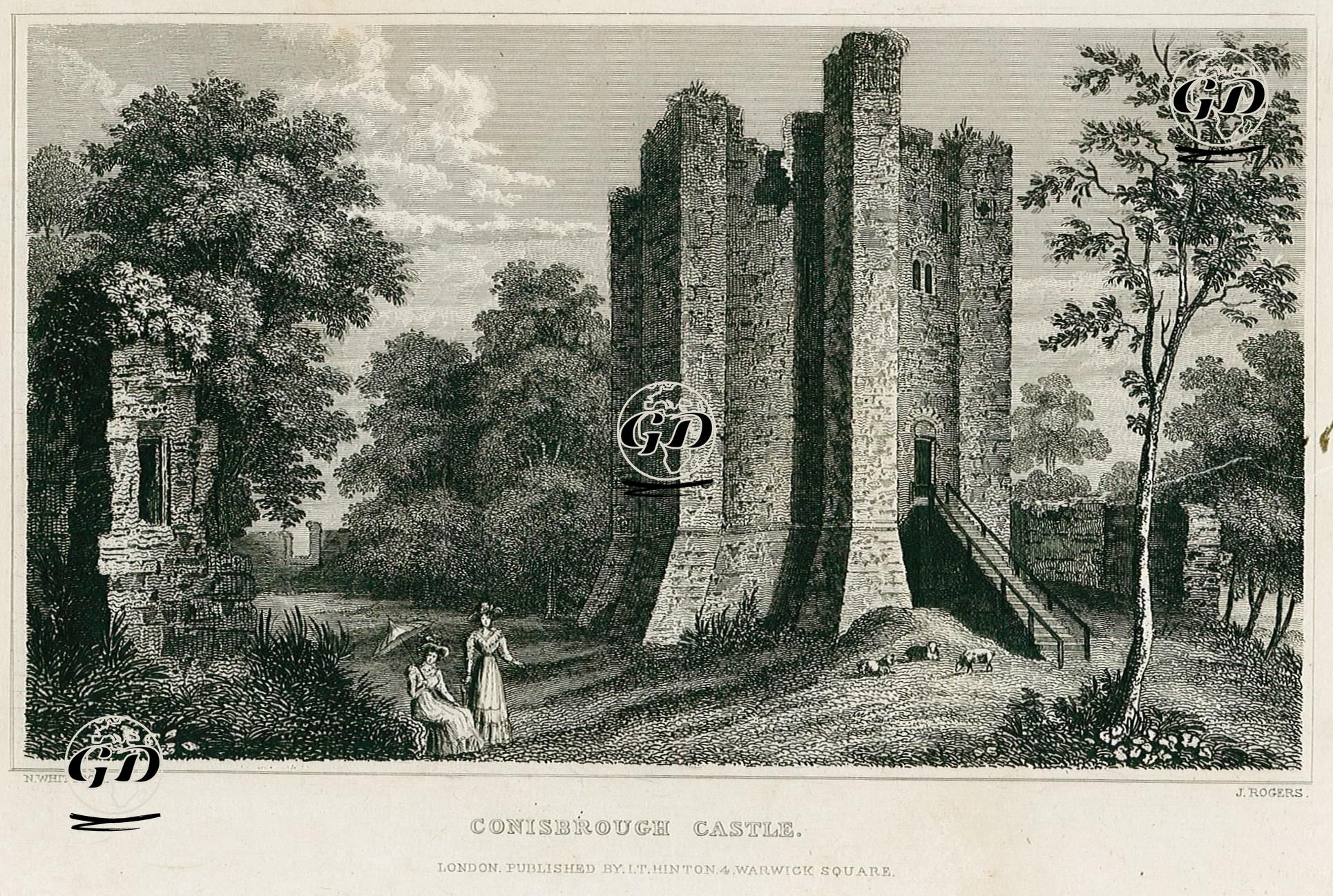 Conisbrough Kalesi - Nathaniel Whittock (1791-1860) - 1829