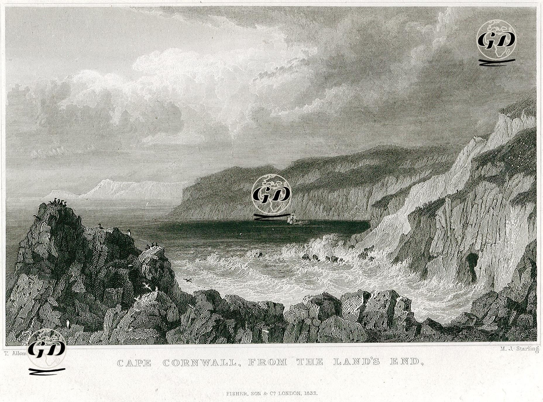 Cape Cornwall, From The Land's End - Thomas Allom (1804-1872) - 1832