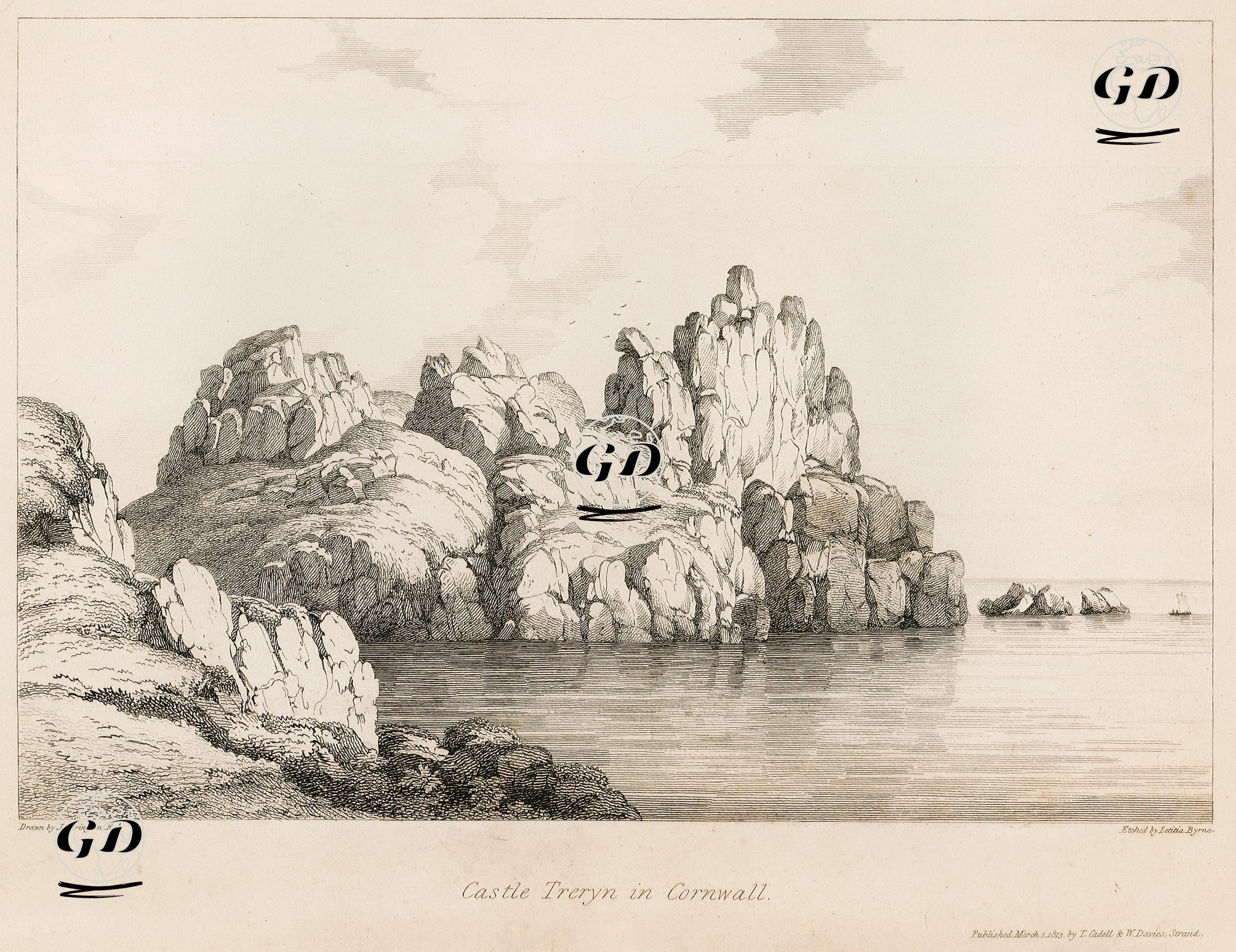Treryn Kalesi, Cornwall - Joseph Farington (1747-1821) - 1813