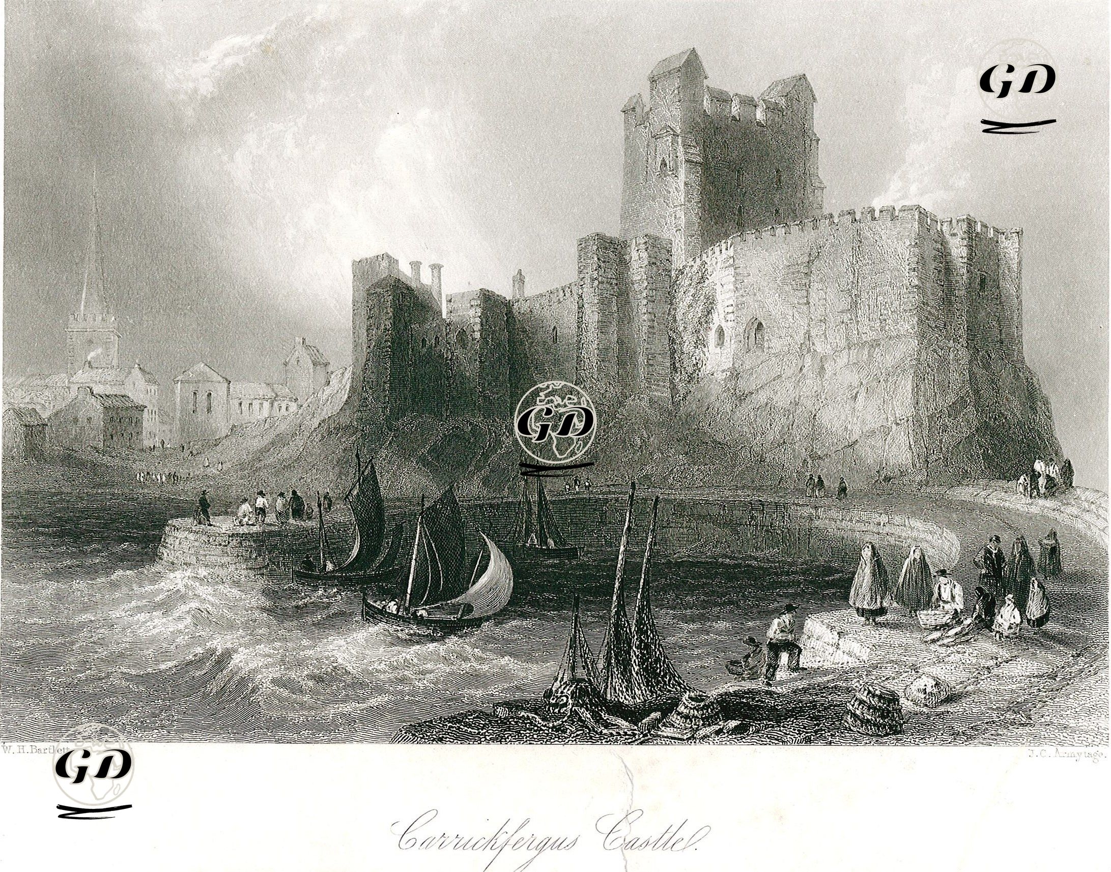 Carrickfergus Kalesi - William Henry Bartlett (1809-1854) - 1842