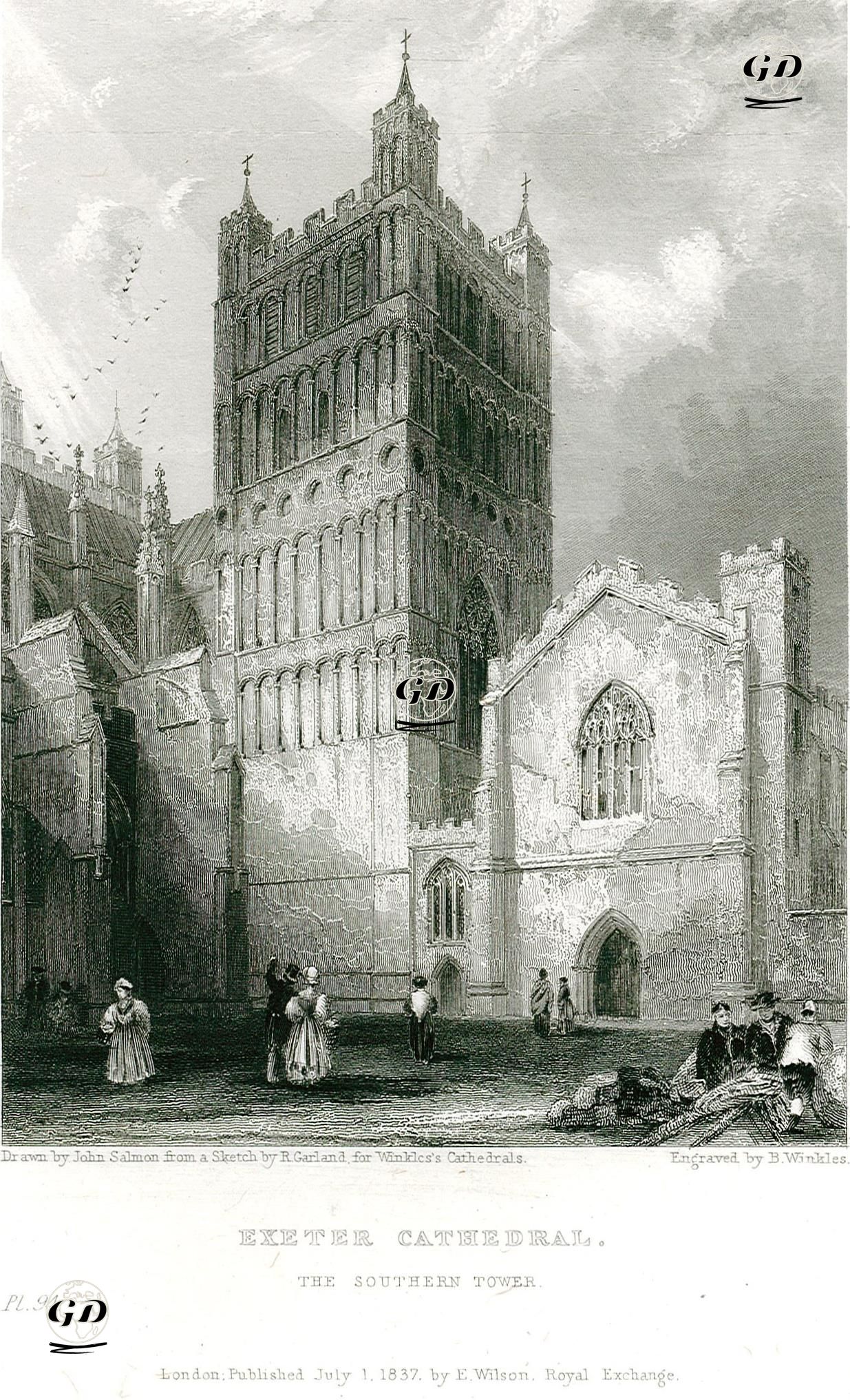 Exeter Katedrali Ve Güney Kulesi, Pl.94 - John Francis Salmon (1808-1886)-Robert Garland (1808-1863) - 1837