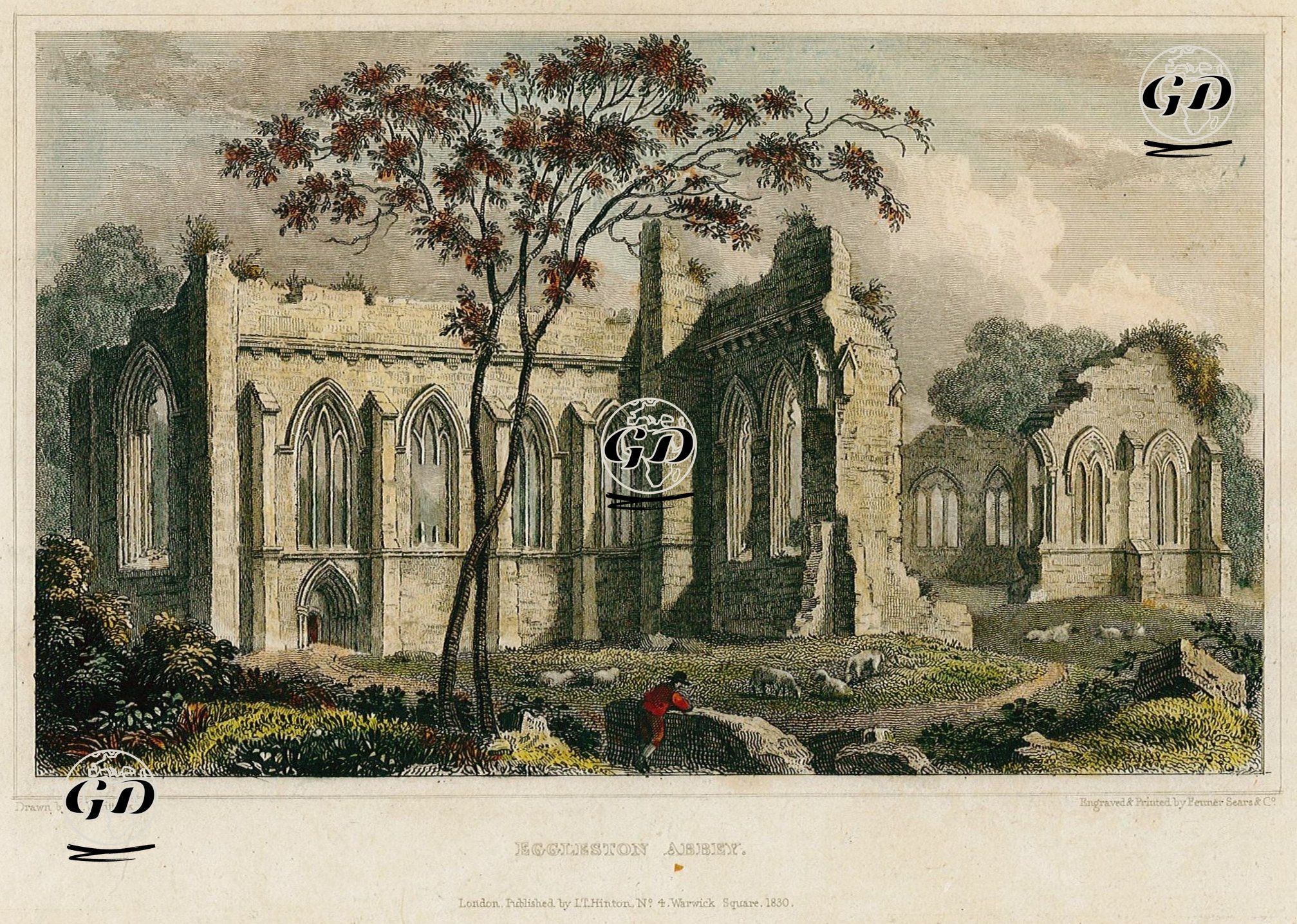 Egglestone Manastırı - Nathaniel Whittock (1791-1860) - 1830