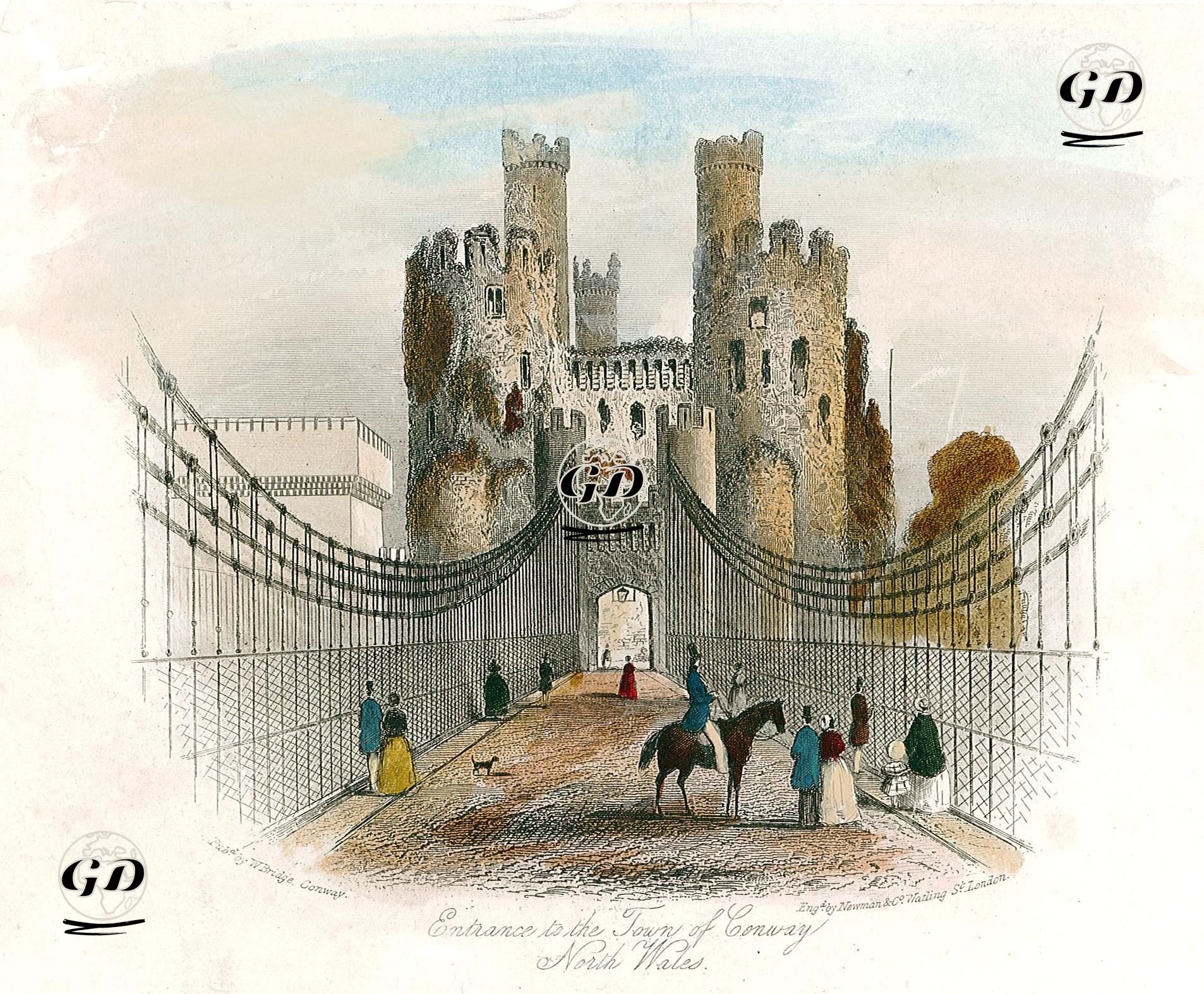 Conwy Kasabasının Girişi, Kuzey Galler -  - 1850's