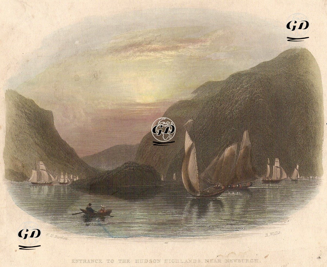 Newburgh Yakınlarında The Hudson Highland'a Giriş - William Henry Bartlett (1809-1854) - 1840